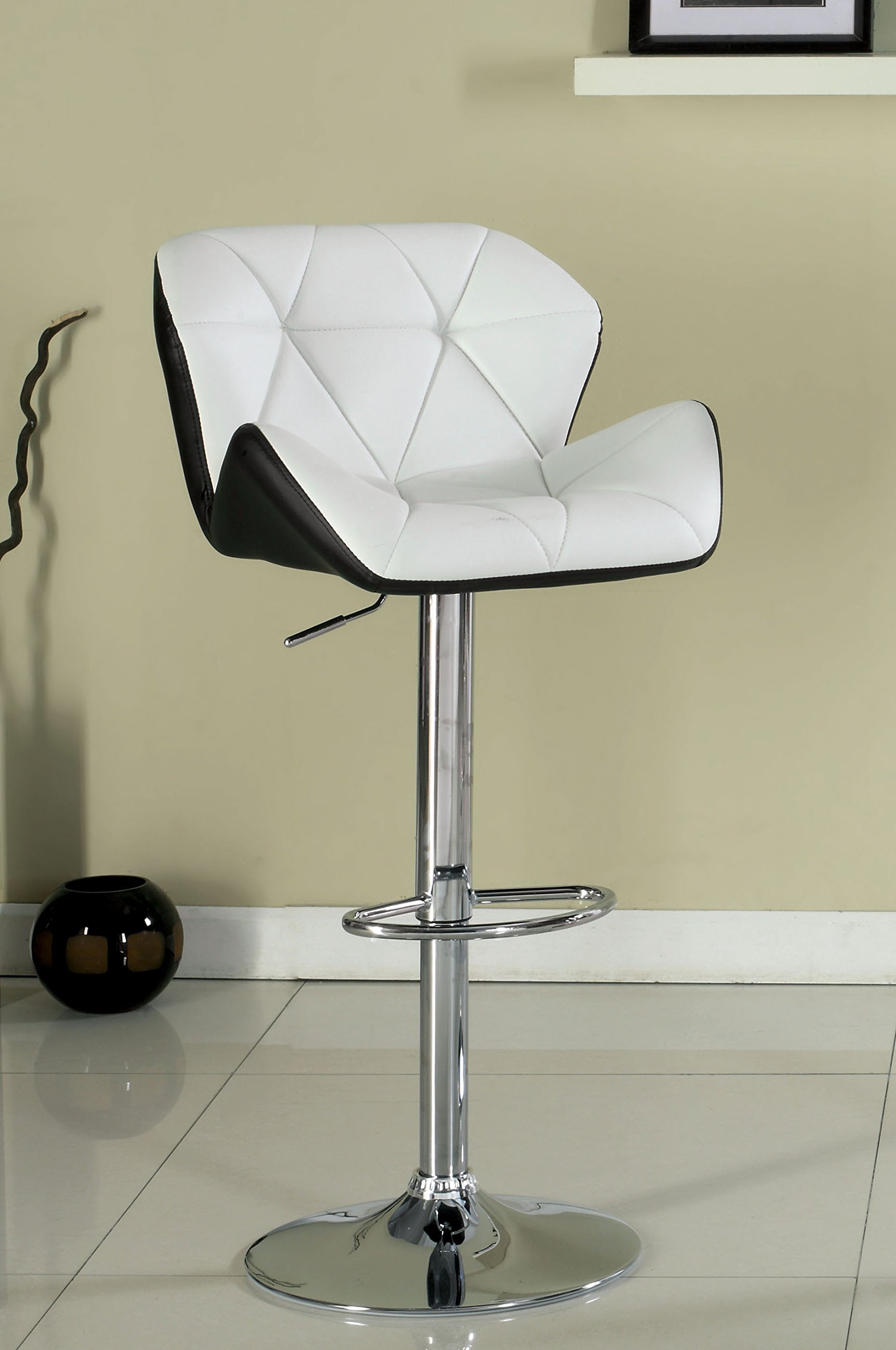 Anton Modern Leatherette Swivel Bar Stool in White - Contemporary PU Leather Counter Height Stool with 360° Rotation - Perfect for Kitchen Islands, Home Bars & Breakfast Nooks