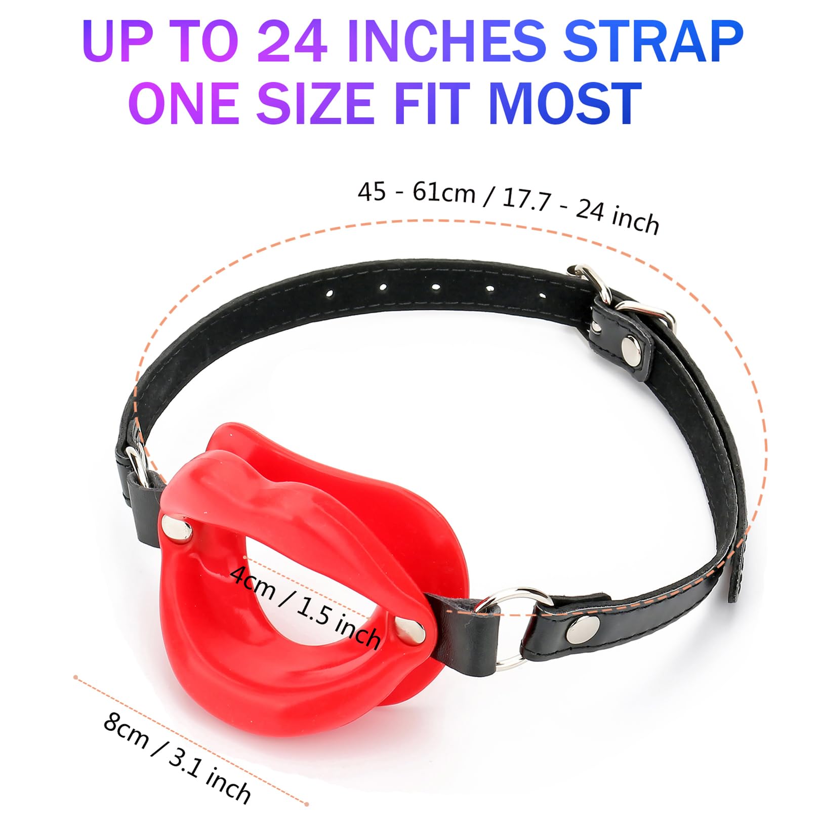 4cm Red Silicone Lips Open Mouth Gag - Soft O-Ring Ball Gag for Couples Play, BDSM Restraints & SM Sex Toys - Perfect for Bedroom Fun, Roleplay & Sensory Play (Men & Women)