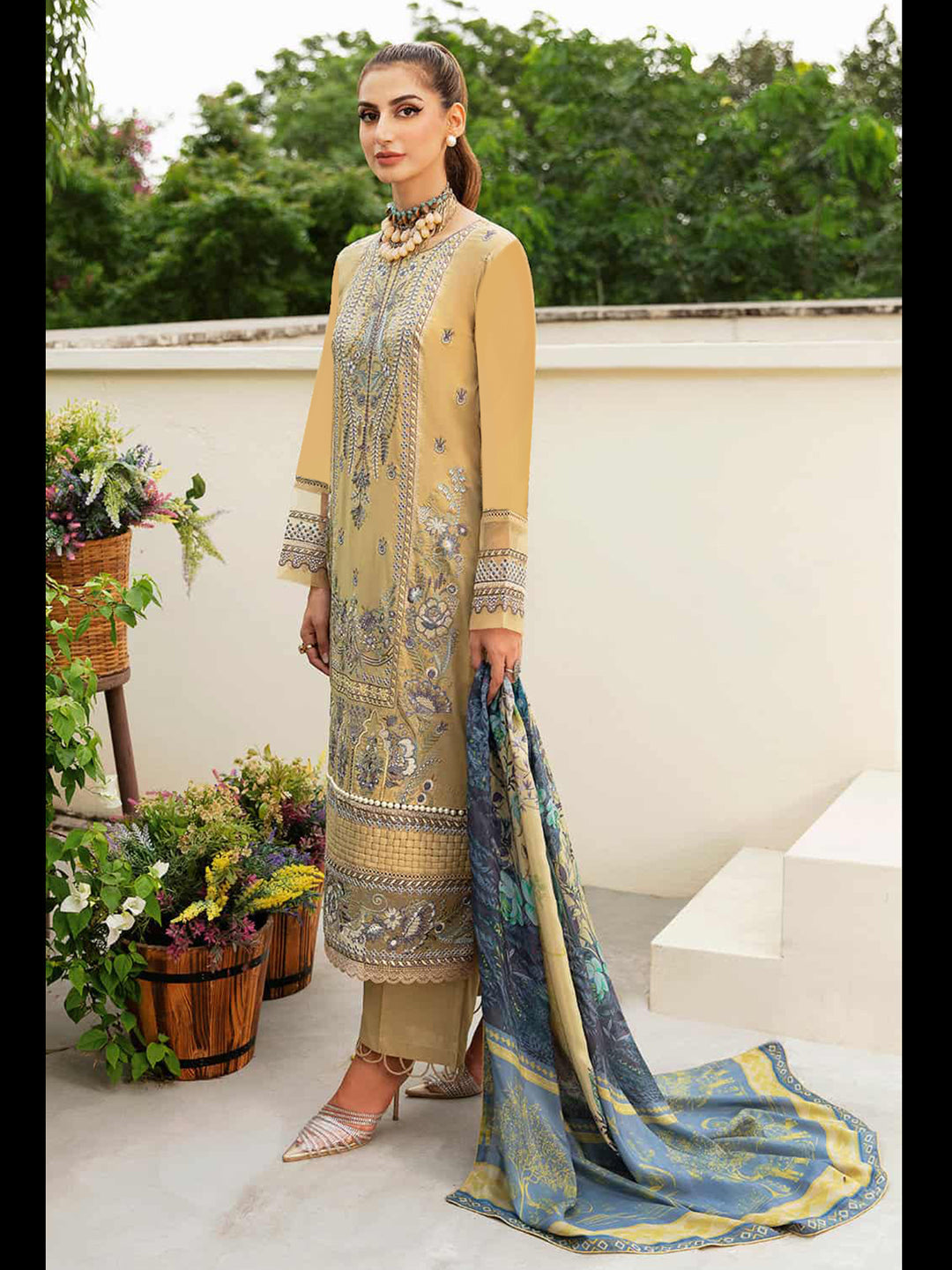 Elegant Beige Designer Semi-Stitched Pant Suit with Embroidery - Formal Office Wear & Special Occasion Outfit for Women