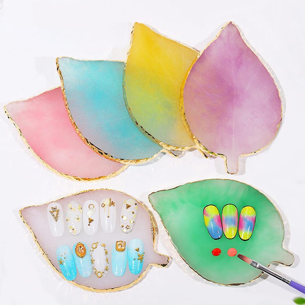 Premium Resin Nail Art Palette - Mixing Board for Nail Gel Polish Colors, Manicure Display Tray with Leaves Shape - Perfect for Salon & DIY Nail Art Designs