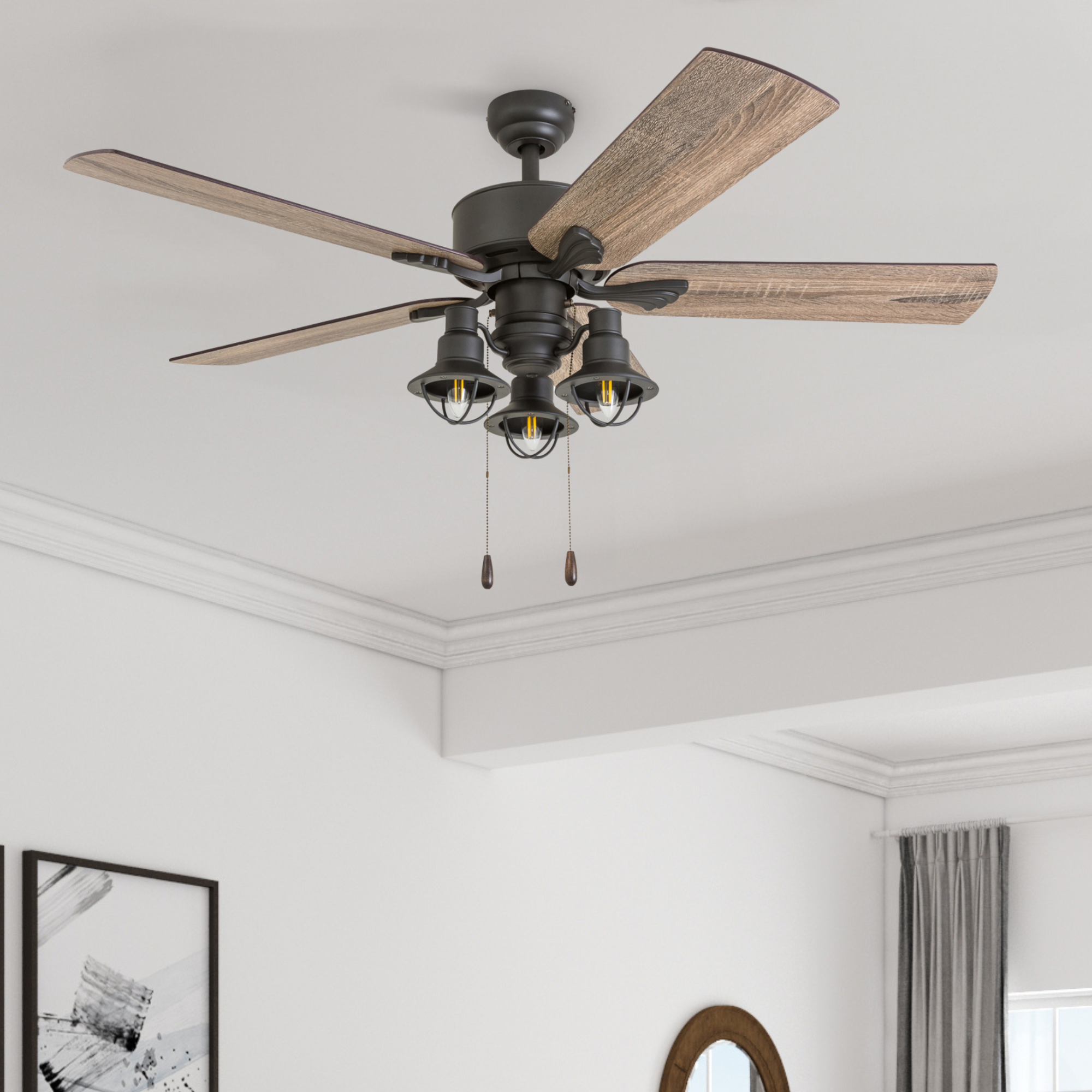 52 Inch Sivan Bronze Ceiling Fan with Remote Control - Energy Efficient Indoor/Outdoor Cooling for Living Room, Bedroom, or Patio