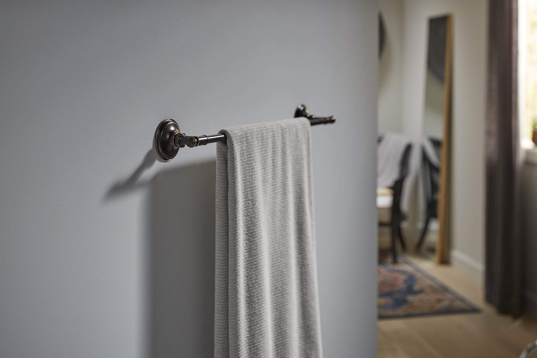 Kohler Eclectic Towel Bars - Modern Bathroom Towel Rack for Home & Hotel Use - Brushed Nickel Finish - Durable & Stylish Bath Accessory for Hand Towels & Washcloths (Perfect for Bathroom, Spa, or Guest Room Decor)