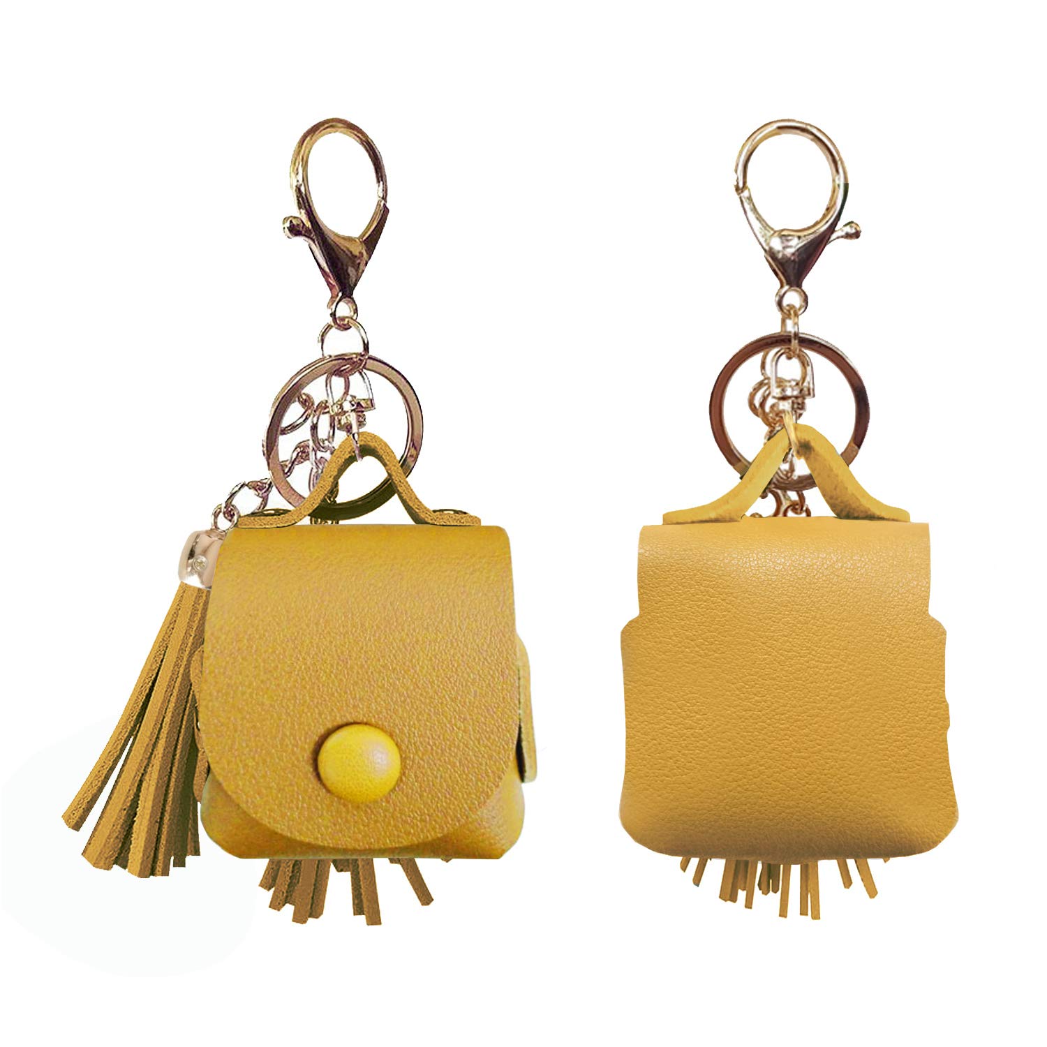Premium PU Leather Charging Case Cover for Apple AirPods 1/2 with Decorative Tassels - Yellow | Protective Case for AirPods Charging Case | Perfect for Travel, Work, and Everyday Use