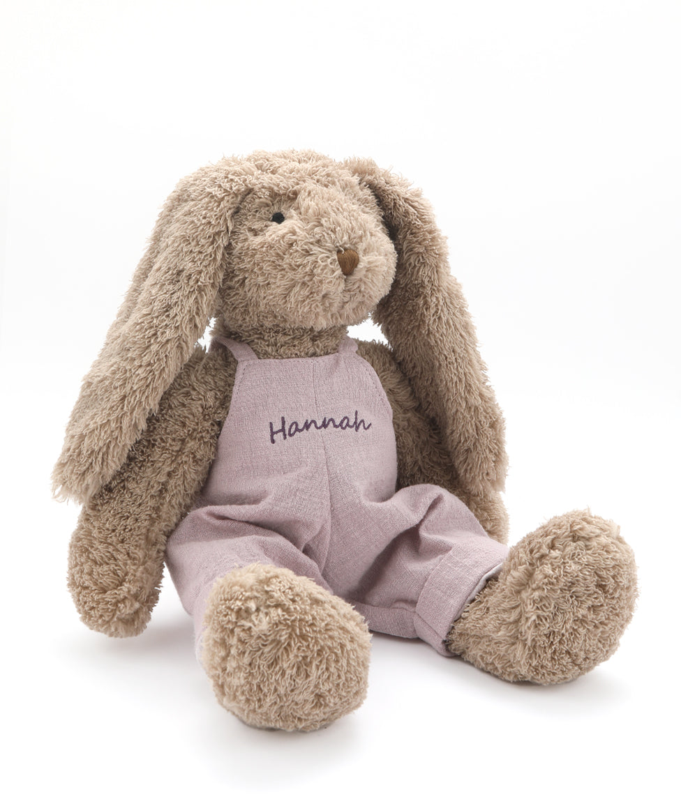 Customized Mrs Honey Bunny Lilac Overalls - Personalized Bunny Outfit for Easter, Baby Shower & Photo Props