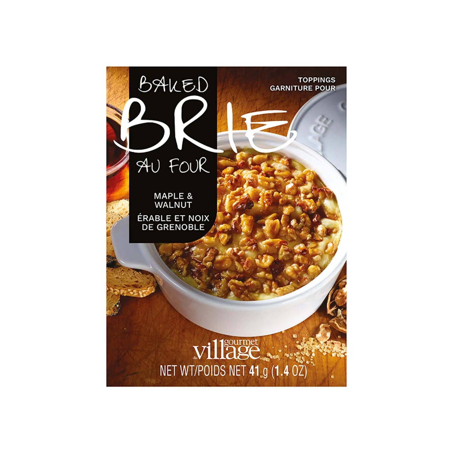 Gourmet Du Village Maple & Walnut Baked Brie Topping - Premium Cheese Spread for Crackers, Bread & Charcuterie Boards - Perfect for Parties, Holidays & Gourmet Entertaining