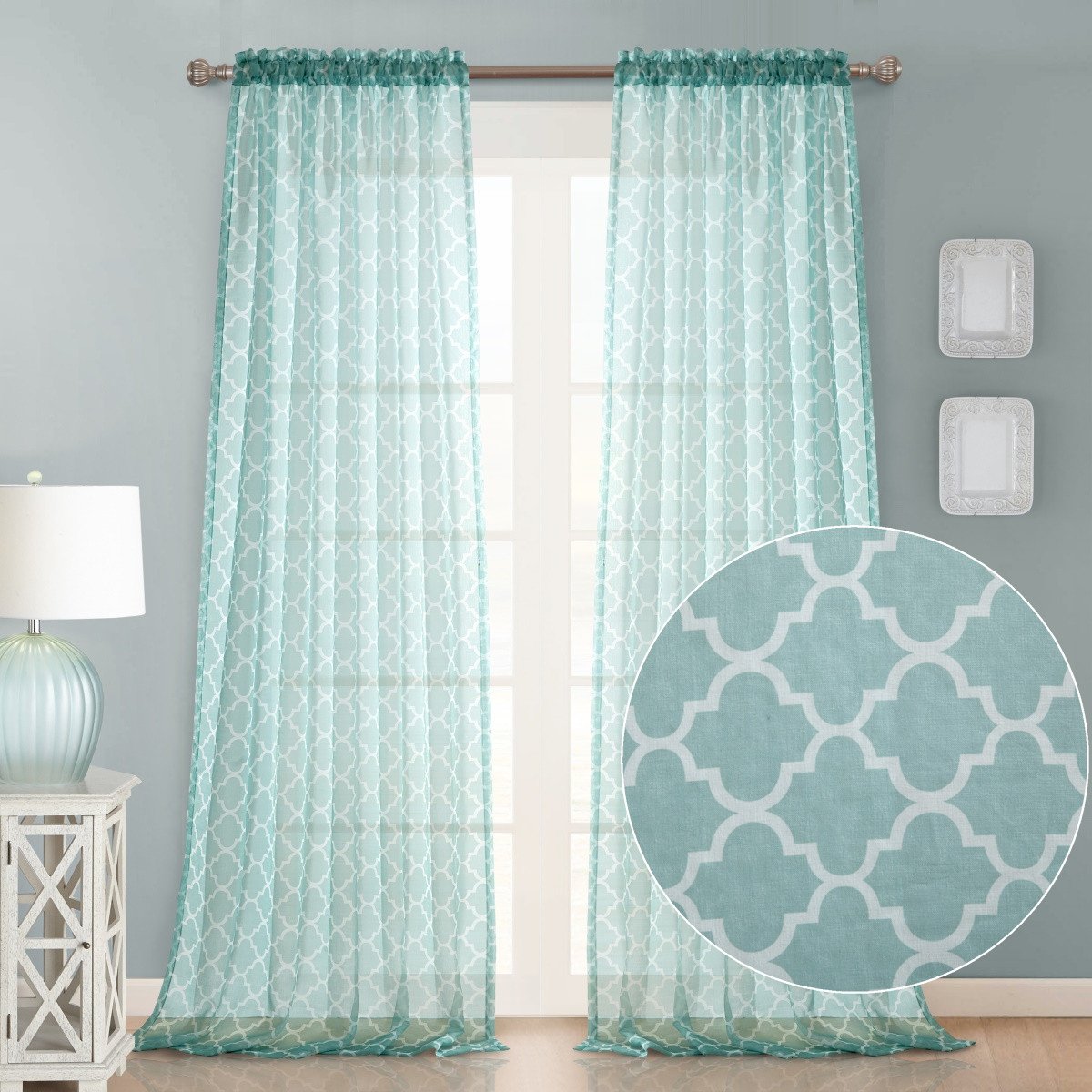 Dreaming Casa Semi-Sheer Voile Curtains - 2 Panels, 42