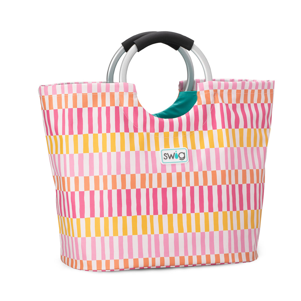 Sherbet Stripe Loopi Tote Bag - Trendy Cotton Canvas Shoulder Bag for Women, Perfect for Beach, Shopping & Daily Use