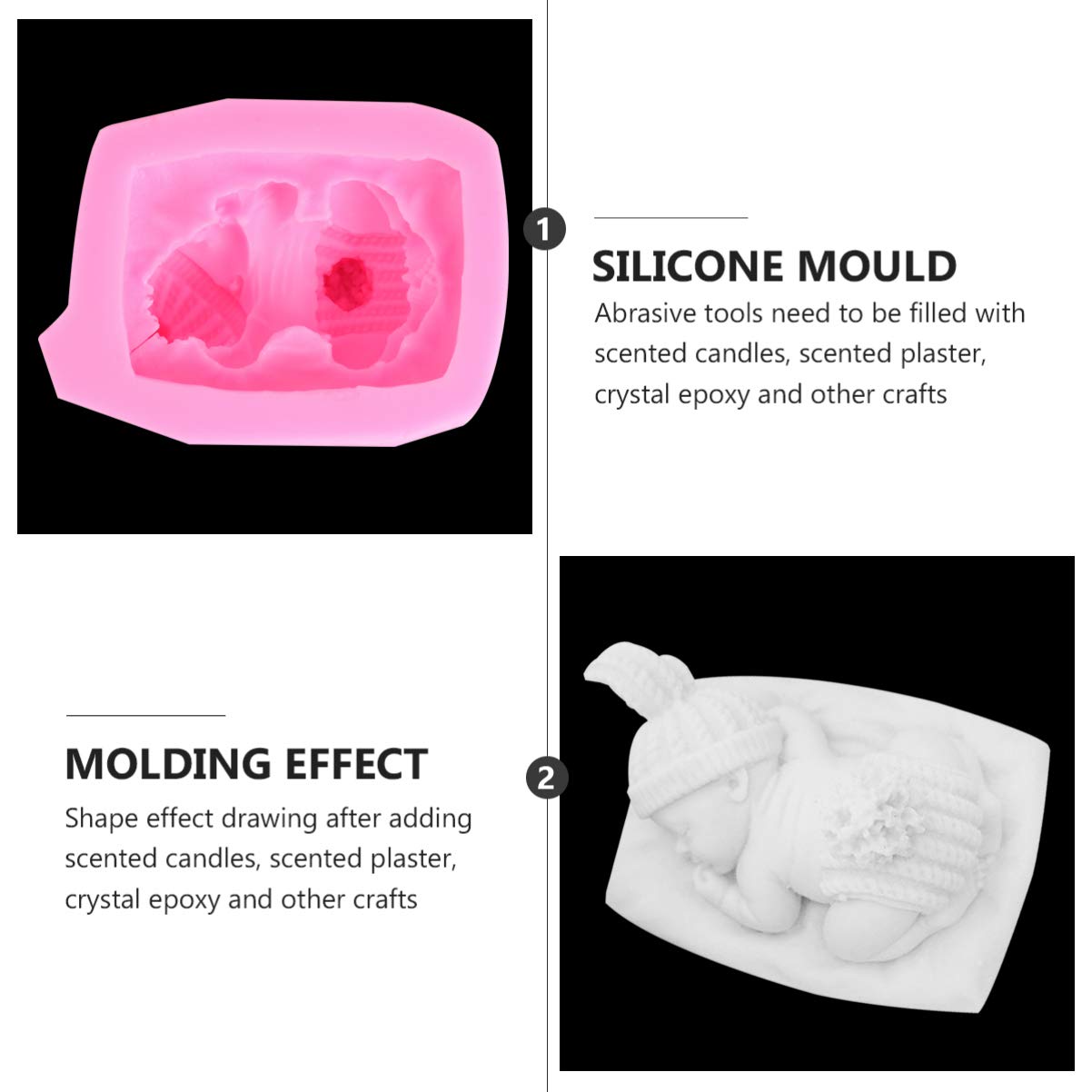 EXCEART Baby Sleeping Silicone Mold - Cake Tray, Baking & Chocolate Molds for Fondant, Soap Making, DIY Desserts | 3D Food Grade Silicone Cup for Baby Shower, Birthday Cakes & Party Decorations