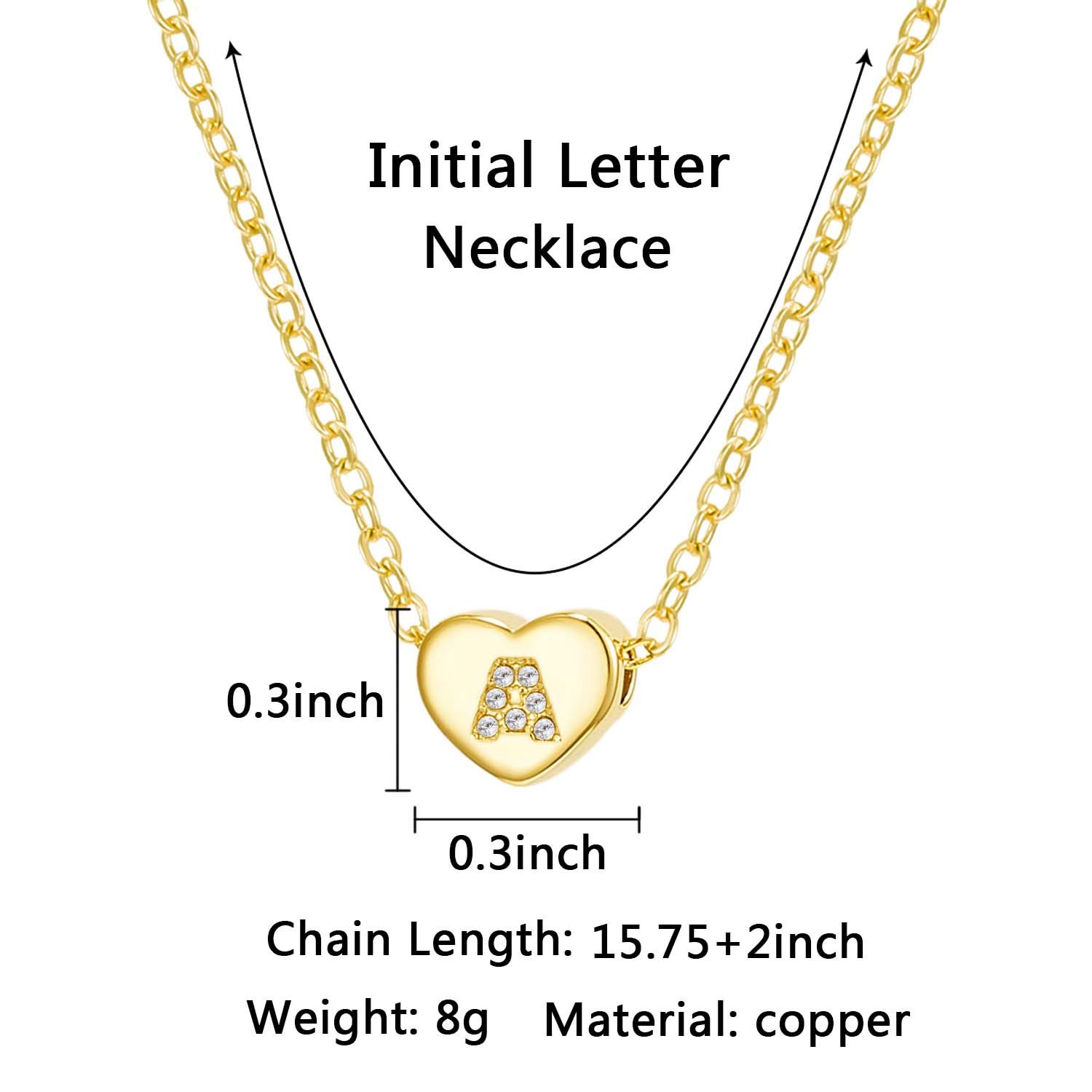Tiny Heart Initial Necklace 14K Gold Plated Letter Pendant A-Z, Layered Gold Chain Choker Necklace for Women & Girls - Perfect for Valentine's Day, Anniversary Gifts & Everyday Jewelry
