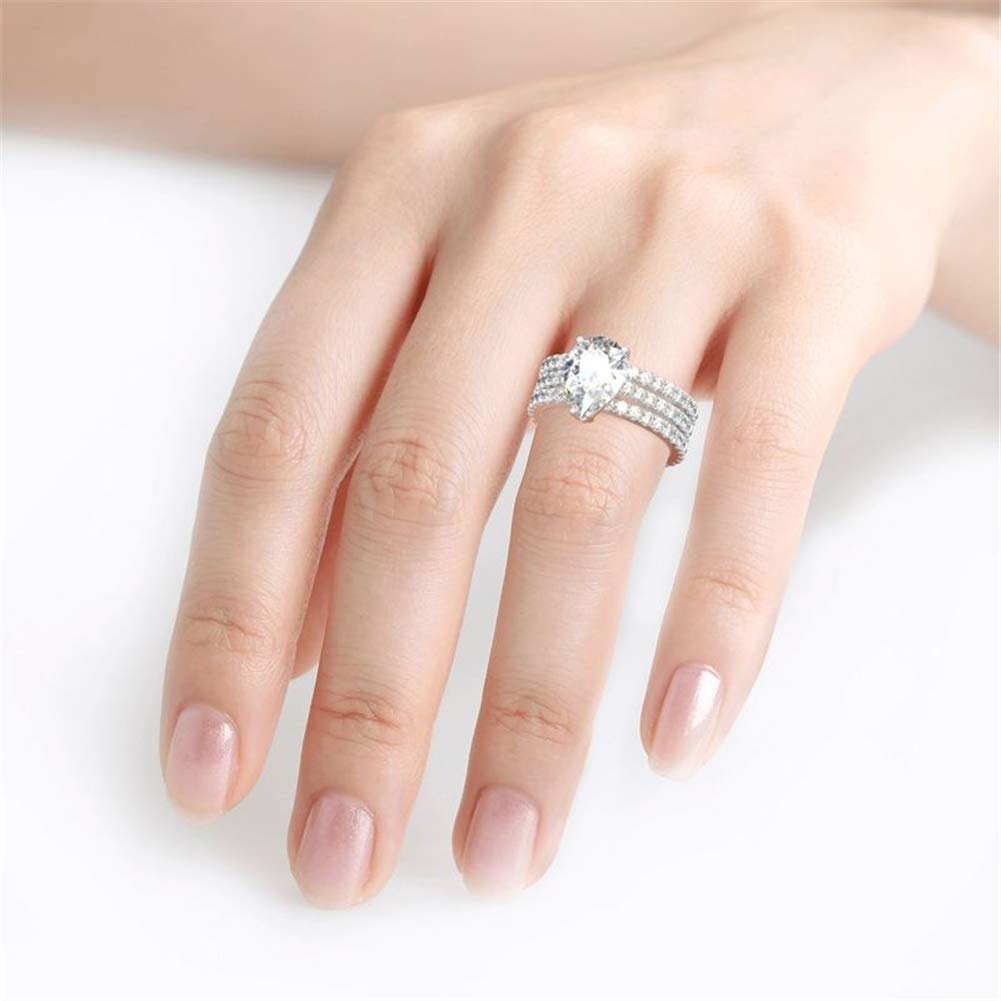 Jeulia 4.7 Carat Pear Cut Cubic Zirconia Wedding Ring Set for Women - 925 Sterling Silver 3PC Engagement, Anniversary & Promise Rings with Side Diamonds | Perfect for Bridal, Proposal & Special Occasions