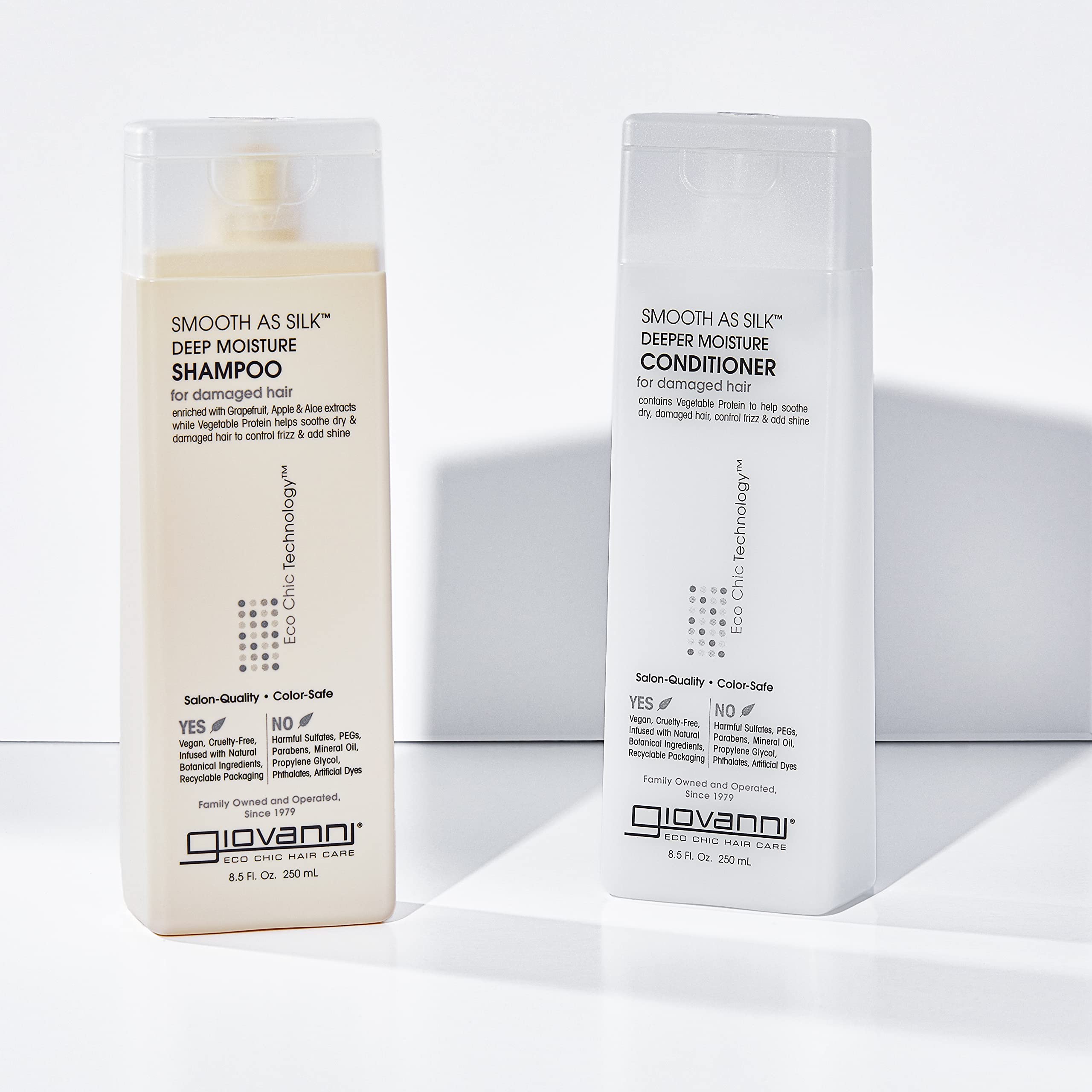 Giovanni Eco Chic Smooth as Silk Deep Moisture Shampoo 8.5 oz - Sulfate Free & Vegan for Dry, Damaged Hair - Perfect for Daily Hydration & Salon-Quality Smoothness at Home