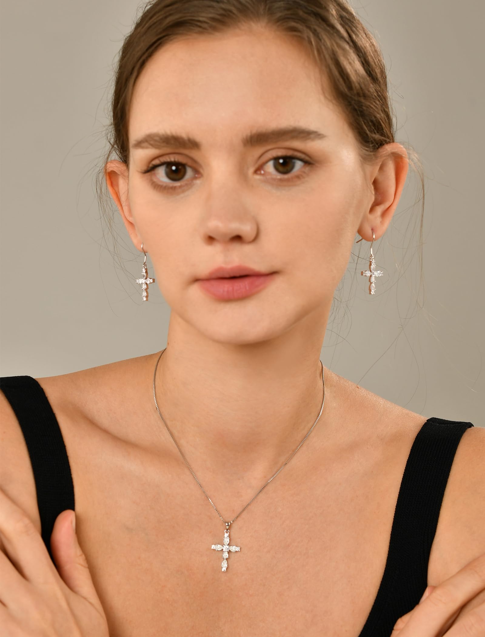 925 Sterling Silver Cross Pendant Necklace with Birthstone - Religious Jewelry for Women - Perfect for Gifts, Baptism, Weddings & Everyday Wear