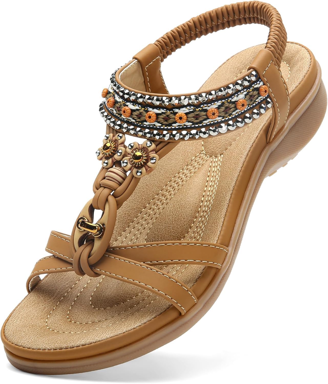 Littleplum Women's Arch Support Sandals - Comfortable Summer Beach Walking Shoes - Bohemian Flip Flops for Women | Perfect for Beach Vacations, Poolside Lounging & Casual Outings
