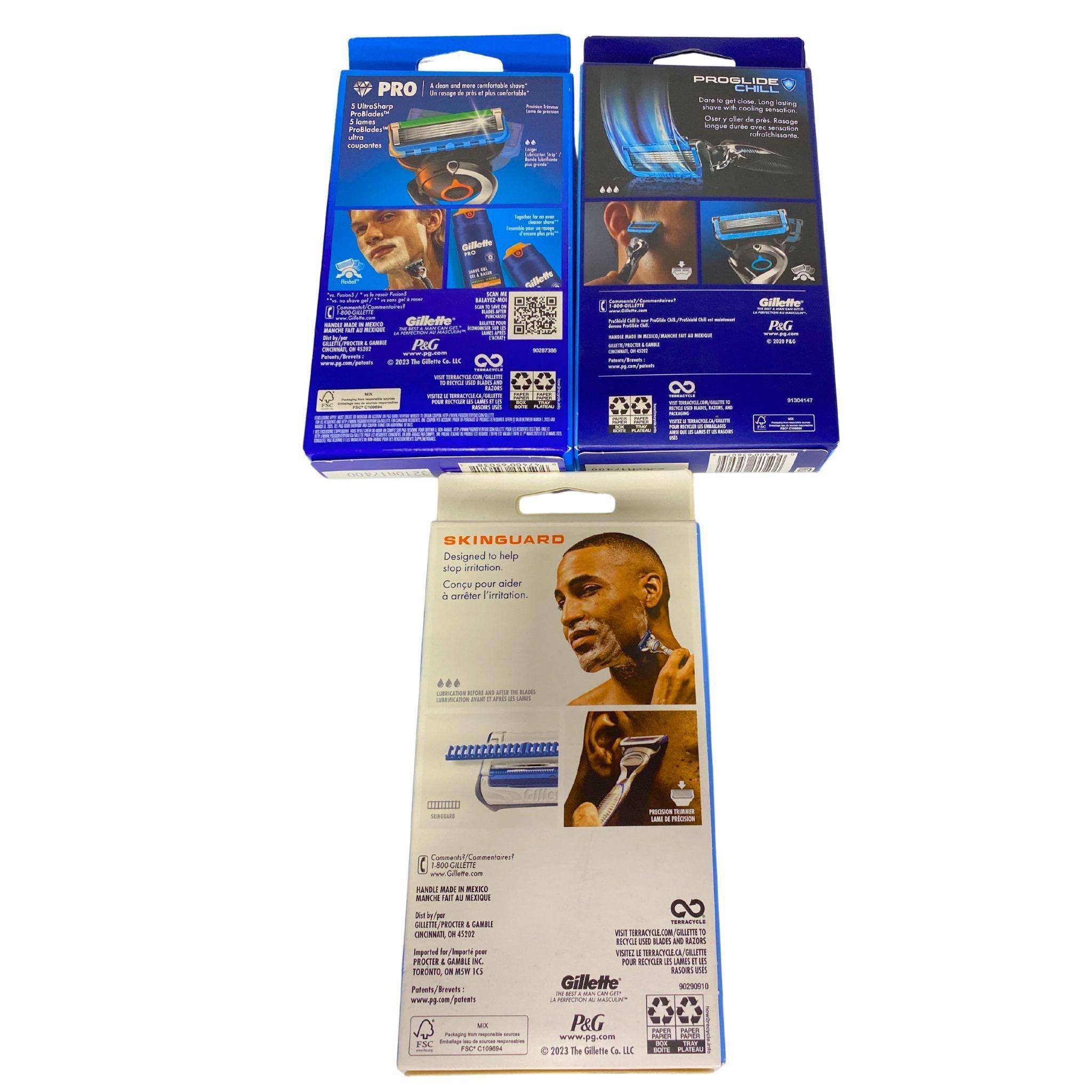 Gillette Razor Blades Set - 38 Pcs (SkinGuard, ProGlide Chill & ProGlide) for Men's Smooth Shaving - Perfect for Travel, Gym & Daily Grooming Routine