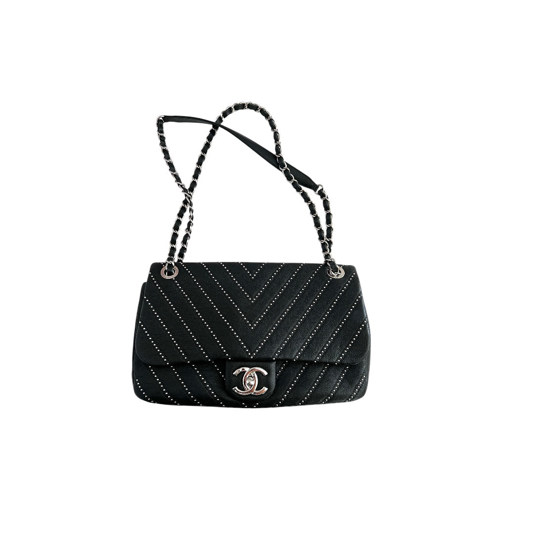 Chanel Stud Wars CC Flap Bag Chevron Calfskin Leather Crossbody Bag - Luxury Designer Handbag for Women, Perfect for Parties, Date Nights & Special Occasions