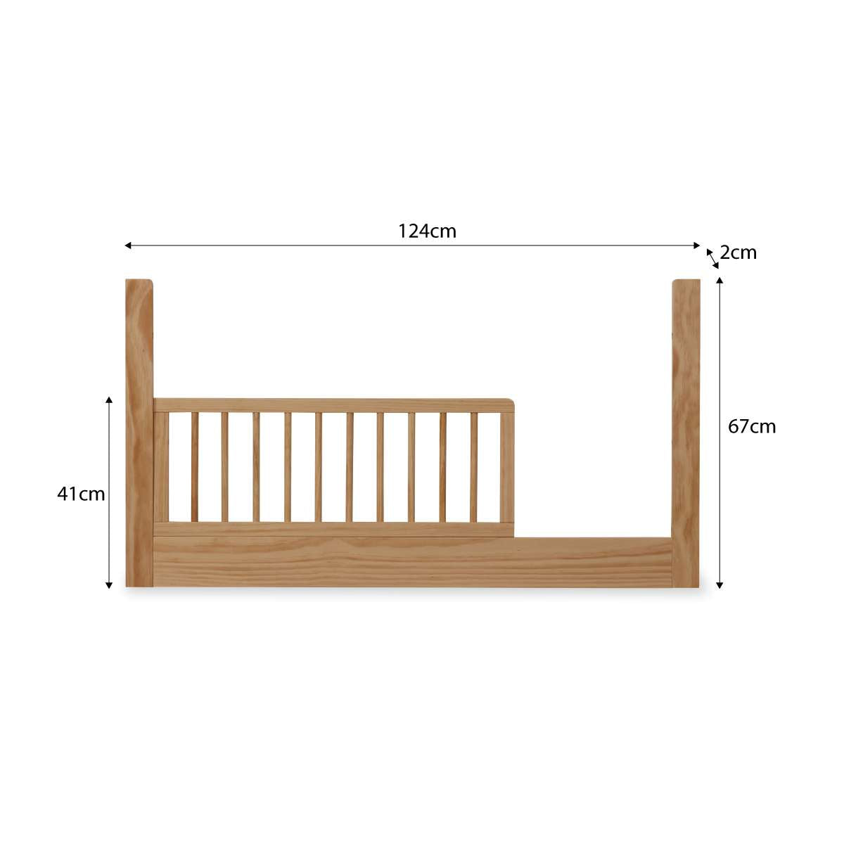 Fraser Coastal Cot Toddler Bed Half Frame - Natural Wood Baby Crib for Nursery & Kids Room | Safe & Sturdy Transition Bed for Toddlers