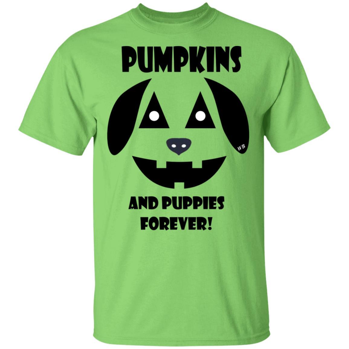 WineyBitches.Co Pumpkins And Puppies Forever Halloween Cotton T-Shirt - Cute Fall Graphic Tee for Women, Halloween Party Outfit, Dog Lover Gift