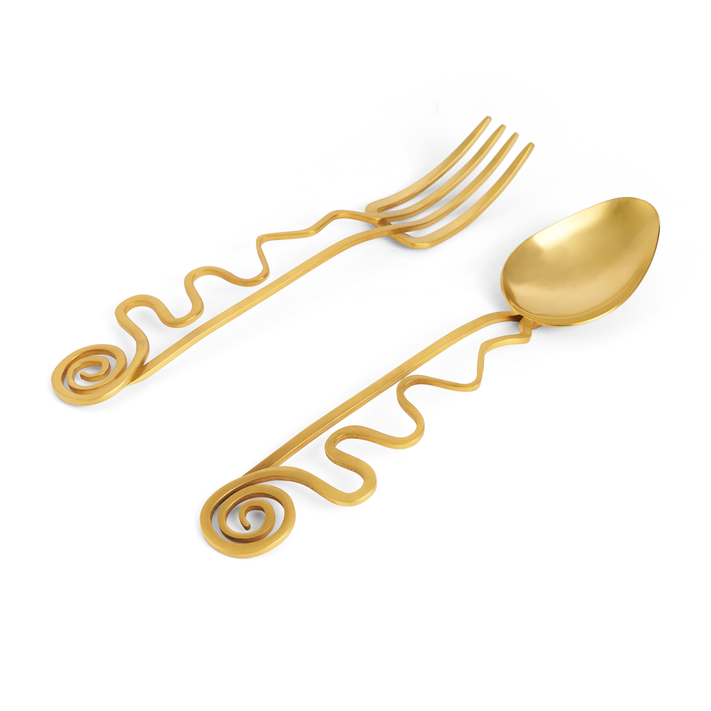 Spiral Serving Set - 2 Piece Stainless Steel Utensils for Salad, Pasta & Desserts | Elegant Tableware for Dinner Parties & Home Entertaining