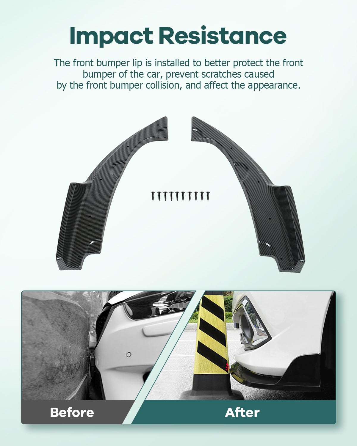 SCITOO Black PP Front Bumper Lip Spoiler Kit for 2016-2021 Honda Civic 10th Gen - Aggressive Style Upgrade, Perfect for Car Enthusiasts & Street Racing
