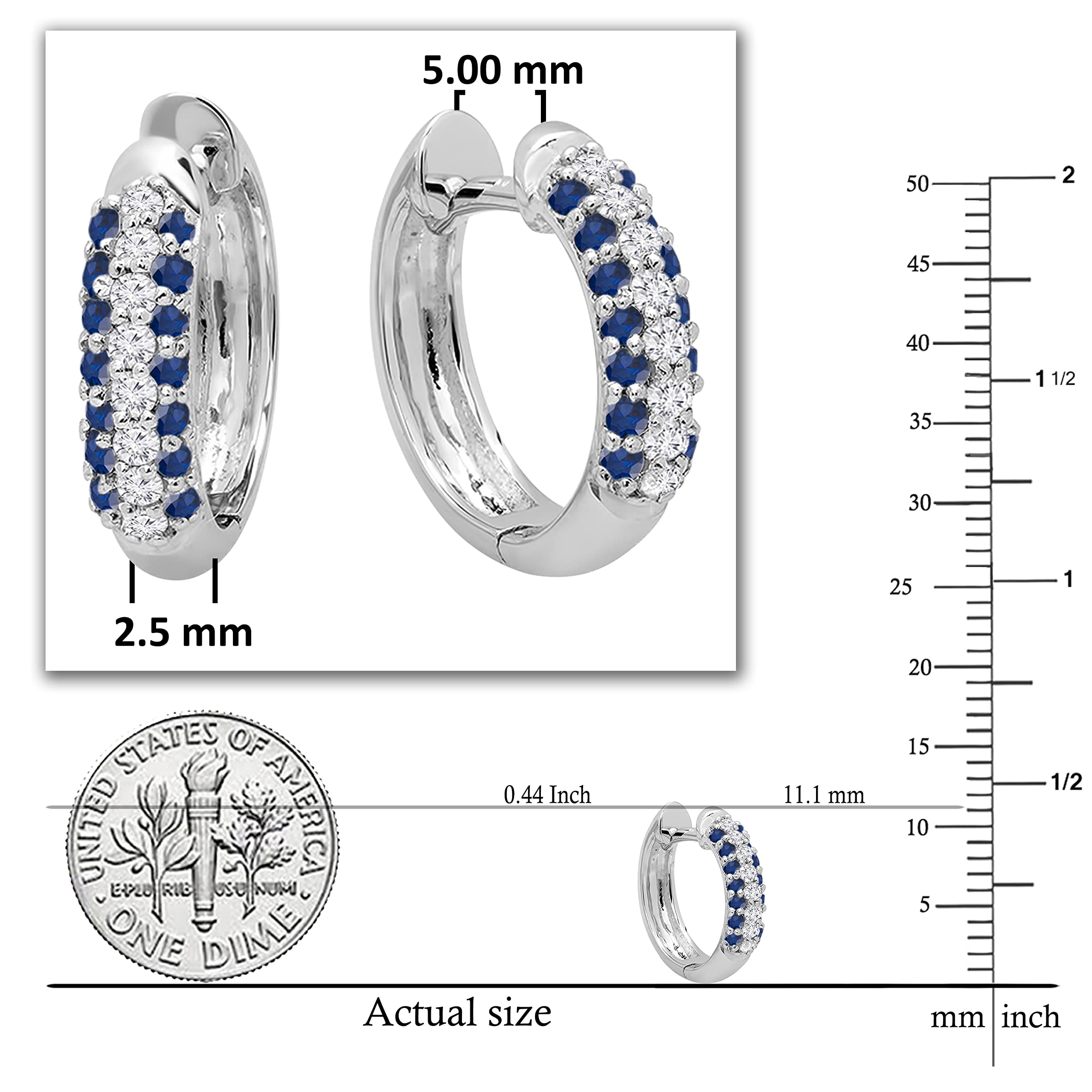 Dazzlingrock Collection 10K Solid White Gold Pave Set Huggies Hoop Earrings for Women | Perfect for Everyday Wear, Date Nights & Special Occasions
