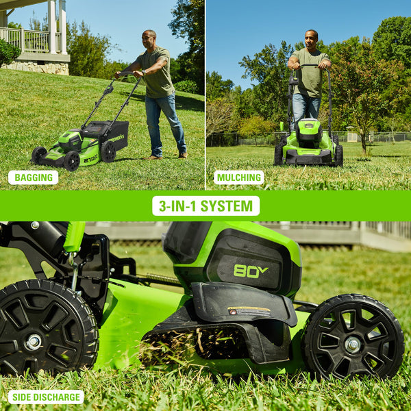80V 21-Inch Self-Propelled Lawn Mower with 5-Piece Combo Kit - Includes (1) 4Ah Battery, (1) 2Ah Battery & (2) Chargers - Perfect for Large Yards and Professional Landscaping