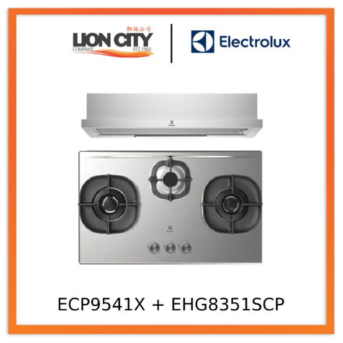 Electrolux ECP9541X 90cm UltimateTaste 300 Pull Out Extractor Hood & EHG8351SCP 82cm UltimateTaste 500 Built-In Gas Hob with 3 Cooking Zones - Premium Kitchen Appliances for Modern Homes | Perfect for Cooking, Ventilation & Stylish Kitchen Design