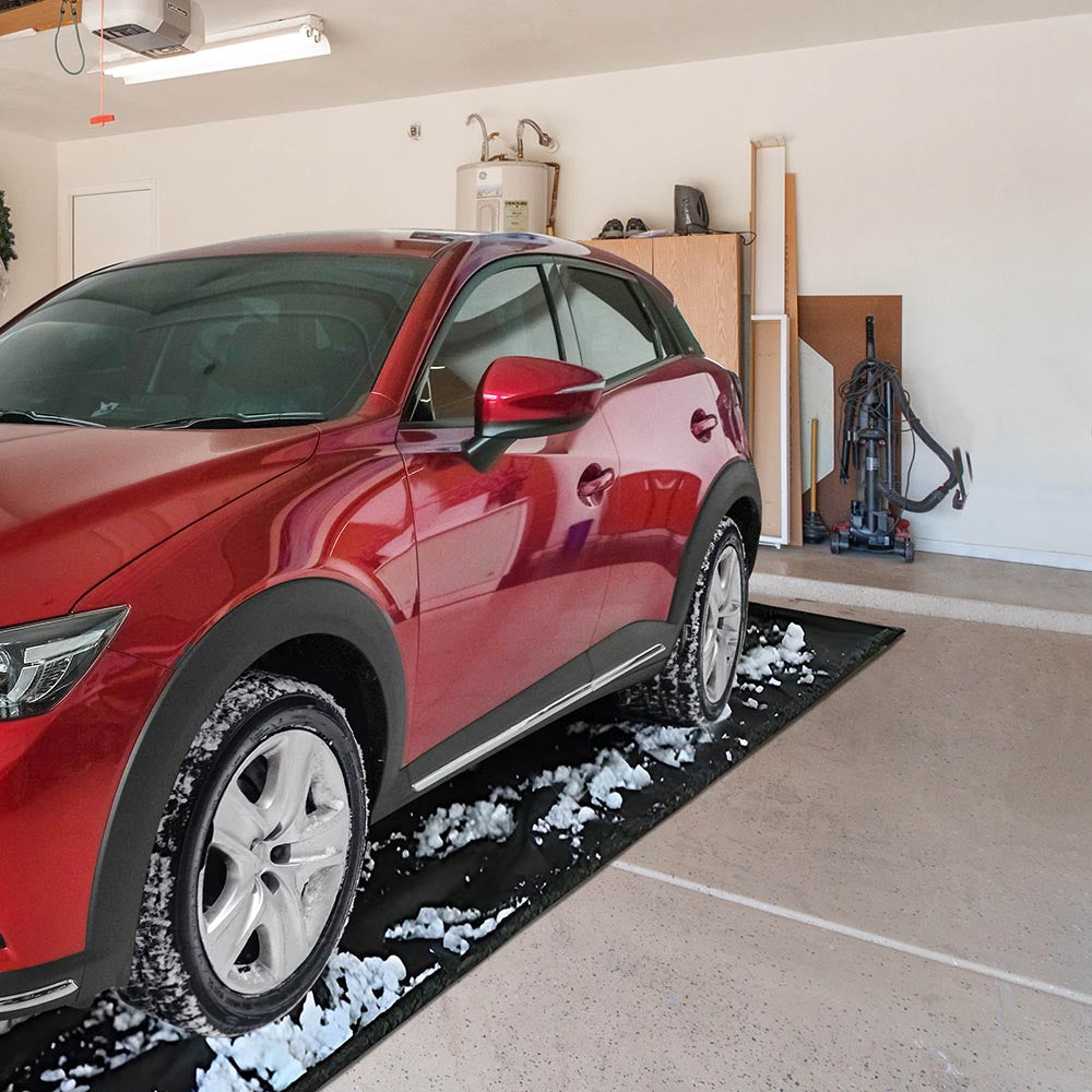 TheLAShop 7'9 x 16' Heavy Duty Garage Containment Mat with Floor Squeegee - Oil, Dirt & Water Absorbent - Perfect for Car Wash, Workshop & Garage Floor Protection