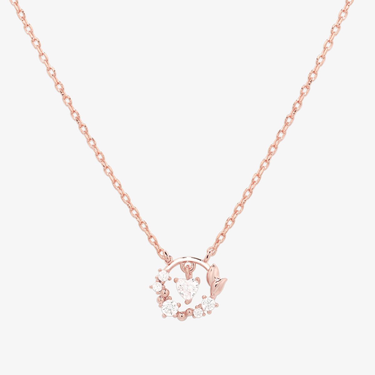 Cubic Heart Leaf Necklace for Women - Elegant Sterling Silver Pendant Jewelry Gift for Her | Perfect for Valentine's Day, Anniversary & Romantic Occasions