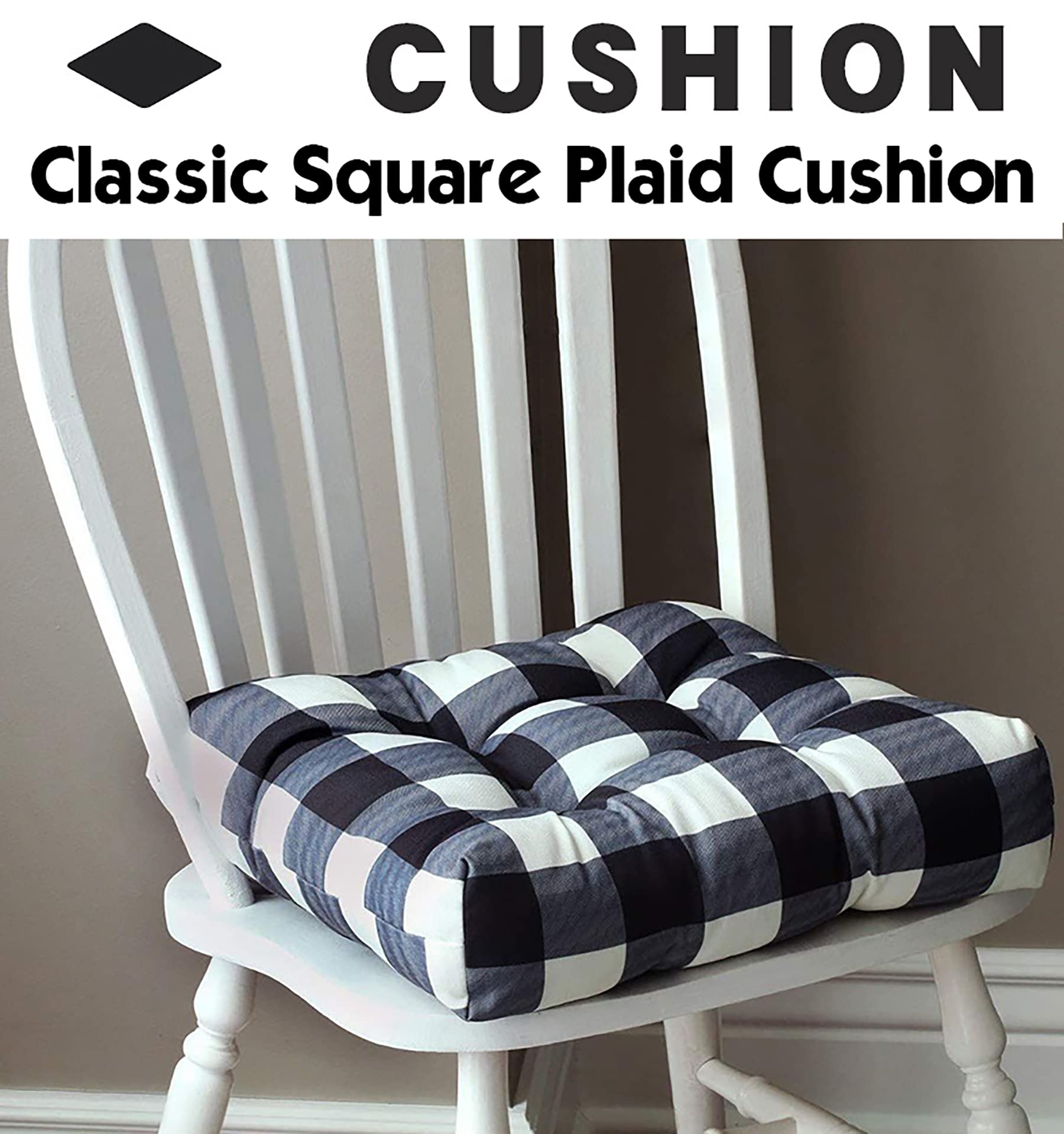 6 Pack Buffalo Plaid Dining Chair Cushions - 3