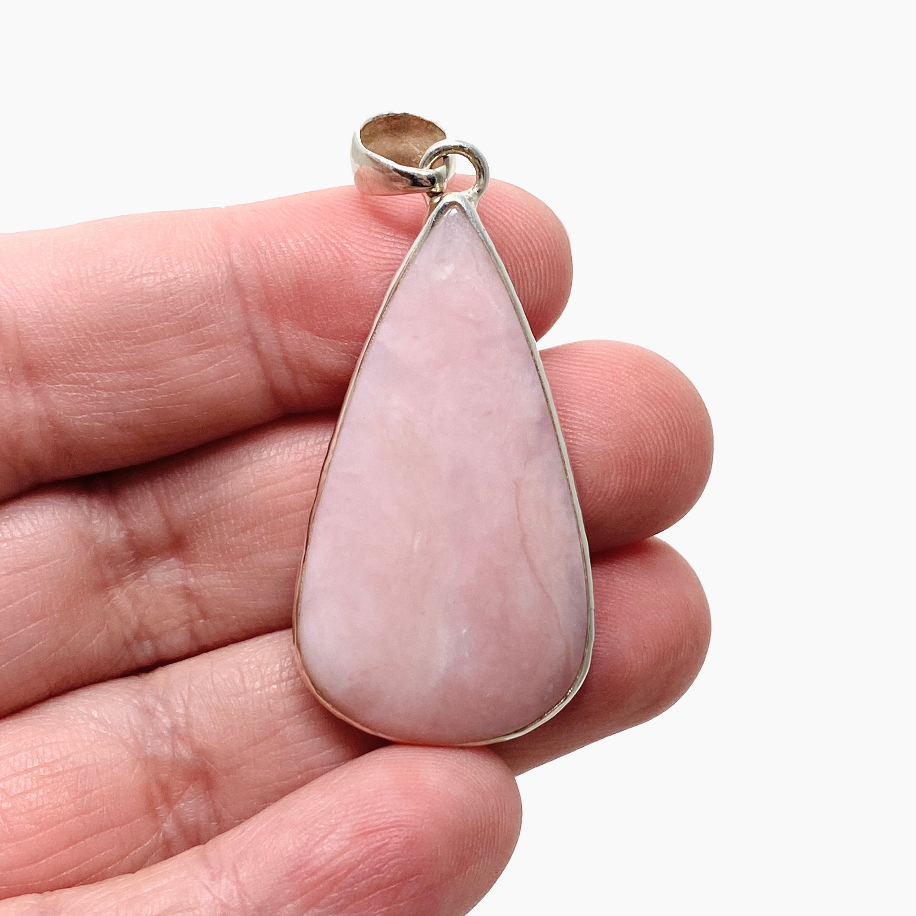Natural Pink Opal Teardrop Cabochon Pendant in Handcrafted Hammered Sterling Silver Setting KPGJ4670 | Elegant Boho Jewelry for Women, Perfect for Everyday Wear & Special Occasions