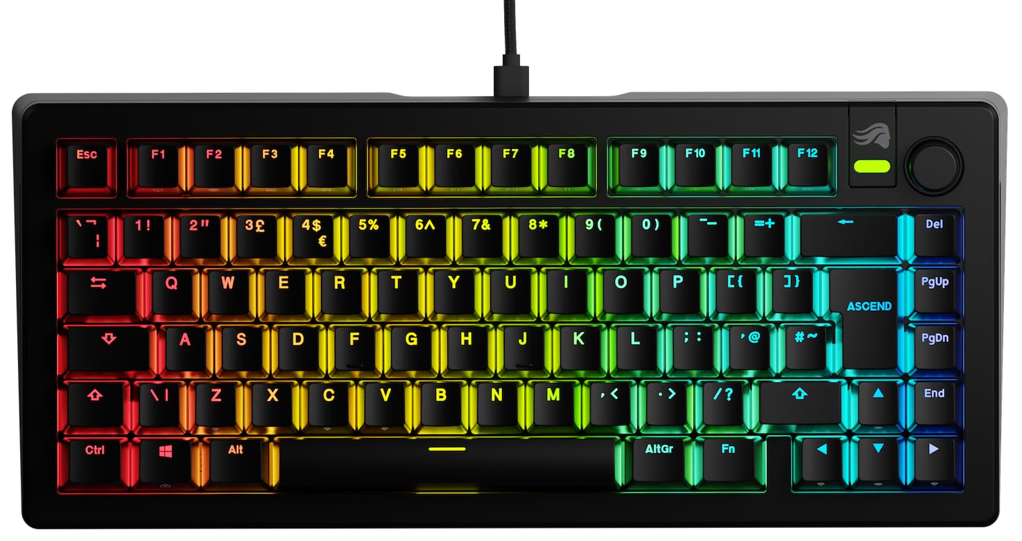Glorious GMMK 3 Customizable Mechanical Gaming Keyboard - 75% TKL Layout, Modular Gaskets, Doubleshot PBT Keycaps, Aluminum Switch Plate, Hot-Swappable 3-Pin & 5-Pin Switches, QWERTY US Layout (Black) - Perfect for Esports, Streaming & Professional Typing