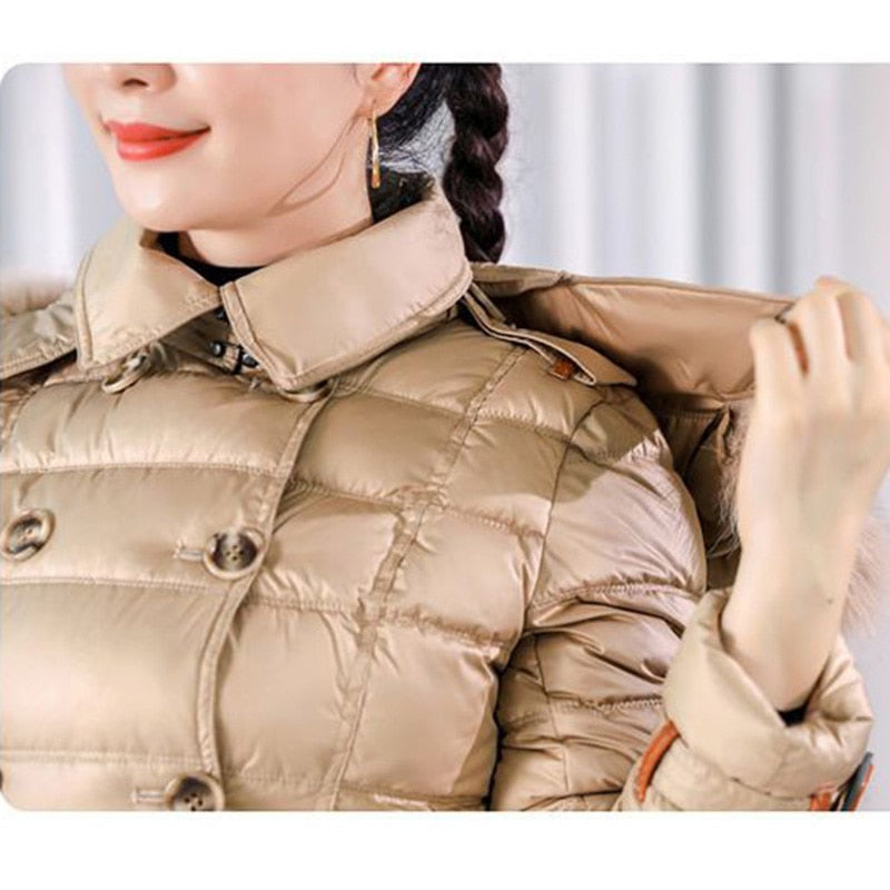 2024 Women's Mid-Length Down Cotton Coat - Thickened Warm Slim Fit Winter Jacket for Outdoor Activities & Daily Wear