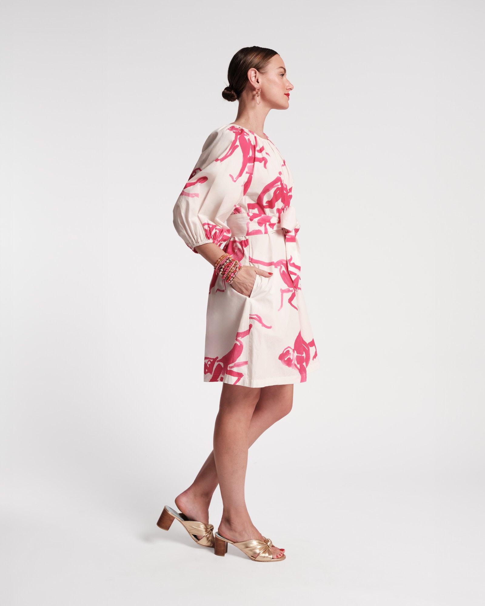 Bliss Mini Dress - Pink Monkey Print Flowy Summer Dress for Women | Casual & Party Wear | Perfect for Beach, Vacation, and Date Nights