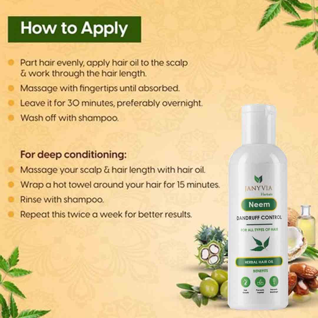Janyvia Neem Herbal Hair Oil - 100ml for Hair Fall Control, Dandruff Treatment & Scalp Care | Natural Hair Growth Solution for Dry, Damaged Hair | Perfect for Daily Use & Hair Massage Therapy