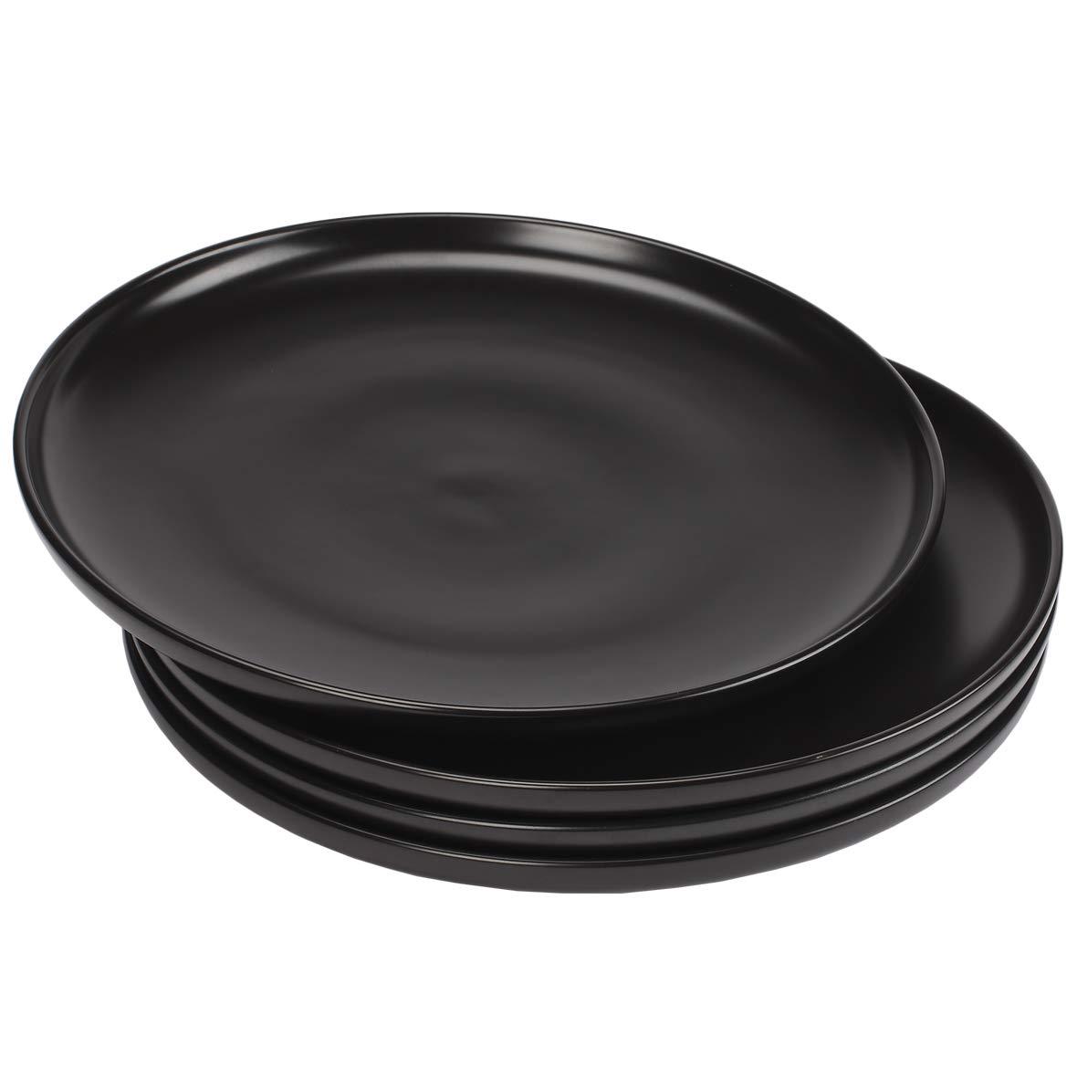 Monamour 10 Inch Matte Porcelain Dinner Plates - Set of 4 Elegant Black Round Ceramic Serving Dishes for Steak, Salad, Pasta, Pizza | Perfect for Fine Dining, Restaurant Style Presentation, Dinner Parties & Everyday Use