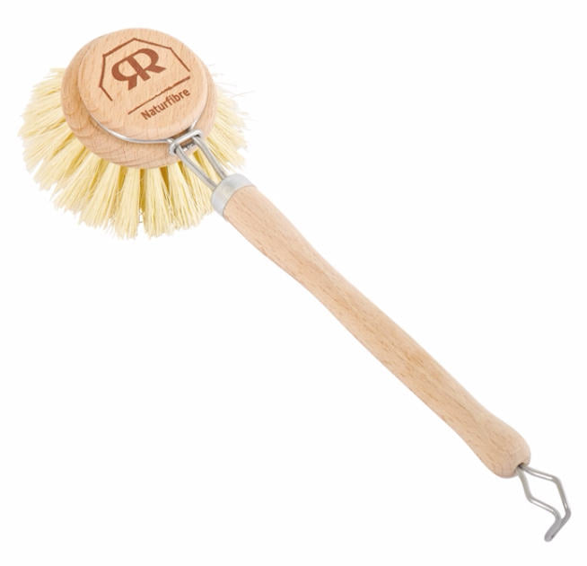 Wooden Dish Brush with Replaceable Bristles - Eco-Friendly Kitchen Cleaning Tool for Pots, Pans & Dishes