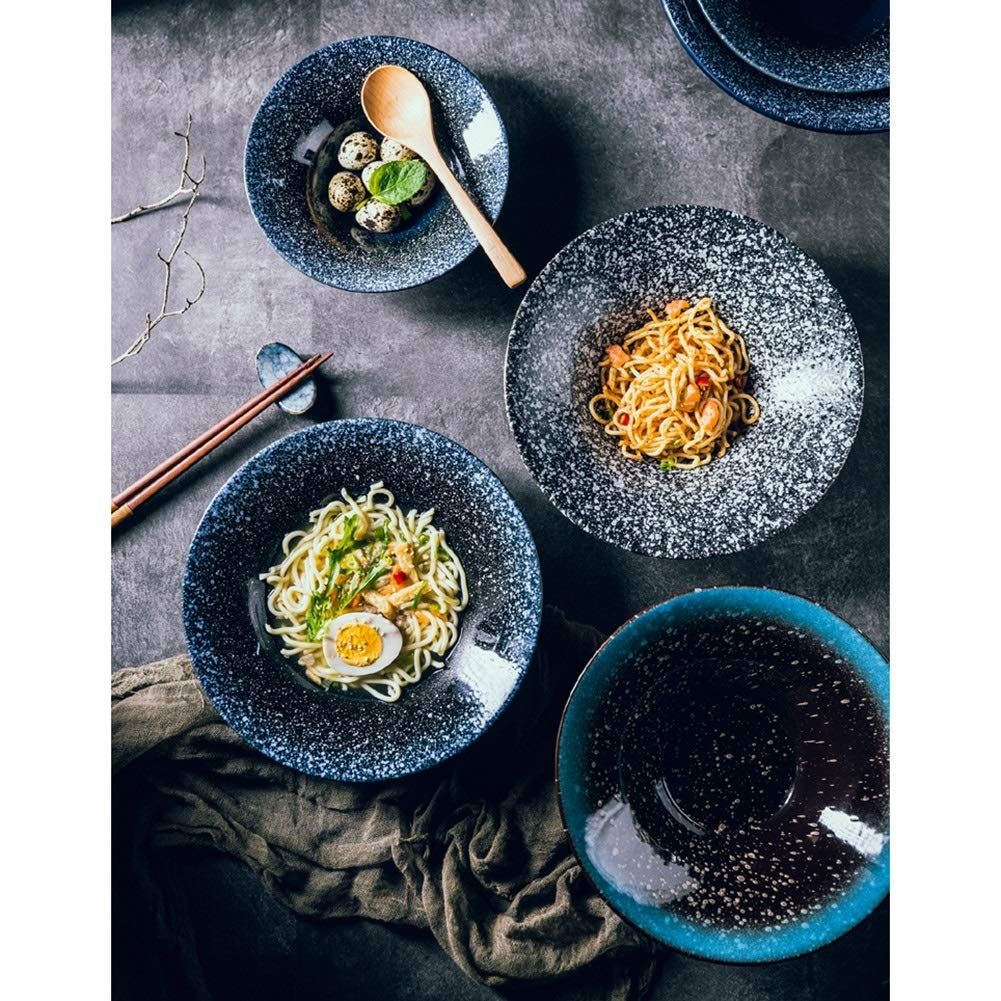 Premium Ceramic Noodle Soup Bowl Set with Wooden Spoon & Chopsticks - Microwave & Dishwasher Safe - Perfect for Ramen, Pho, Cereals & Asian Fusion Cuisine - Ideal for Home Dining, Gifts & Restaurant Use