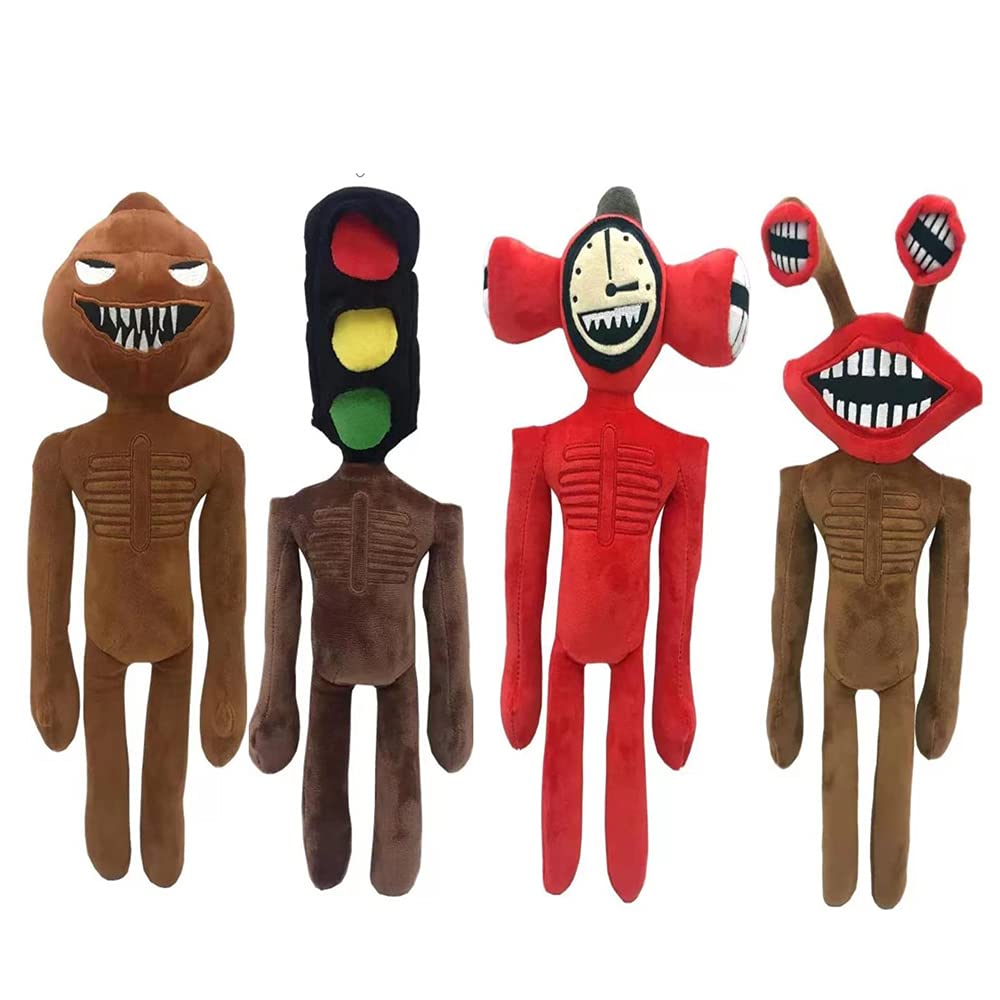 4 Pack Siren Head Plush Toys Set - Cute Cartoon Dog, Cat & Rabbit Stuffed Animals - Halloween Christmas Horror Plushies for Home Decor, Party Favors, Birthday Gifts - Perfect for Kids Room, Scary Movie Nights & Cosplay Props