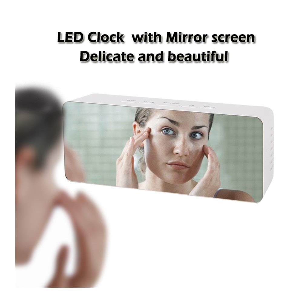 **Square Green LED Alarm Clock with Night Light, Thermometer & Digital Mirror - Multi-Function Bedside Desk Clock for Bedroom, Office & Travel - Perfect for Nighttime Reading & Temperature Monitoring**