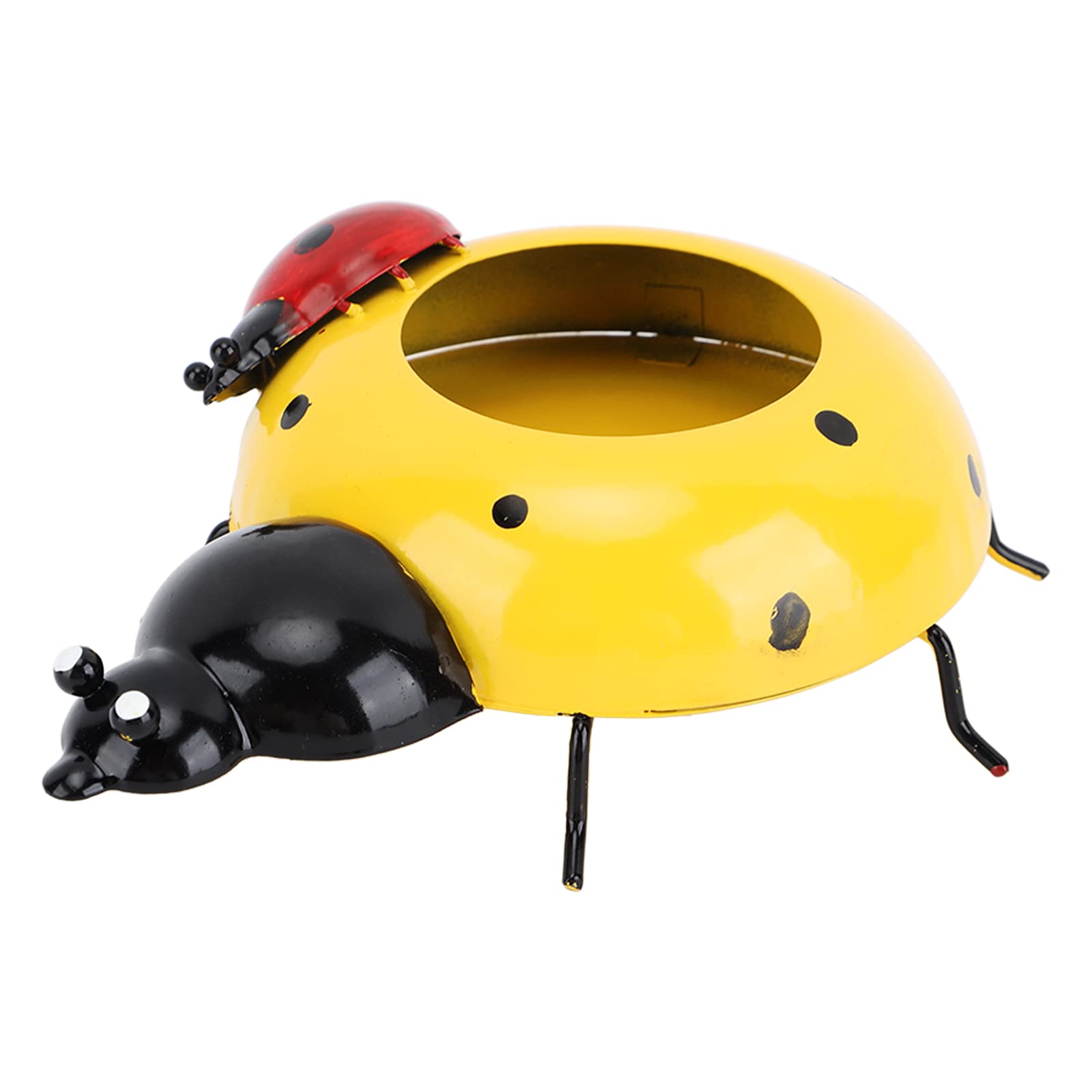 Zudoo Ladybug Flower Planter Pot - 5.4cm Rust-Resistant Iron Garden Decor for Front Yard, Patio & Outdoor Spaces (Yellow)