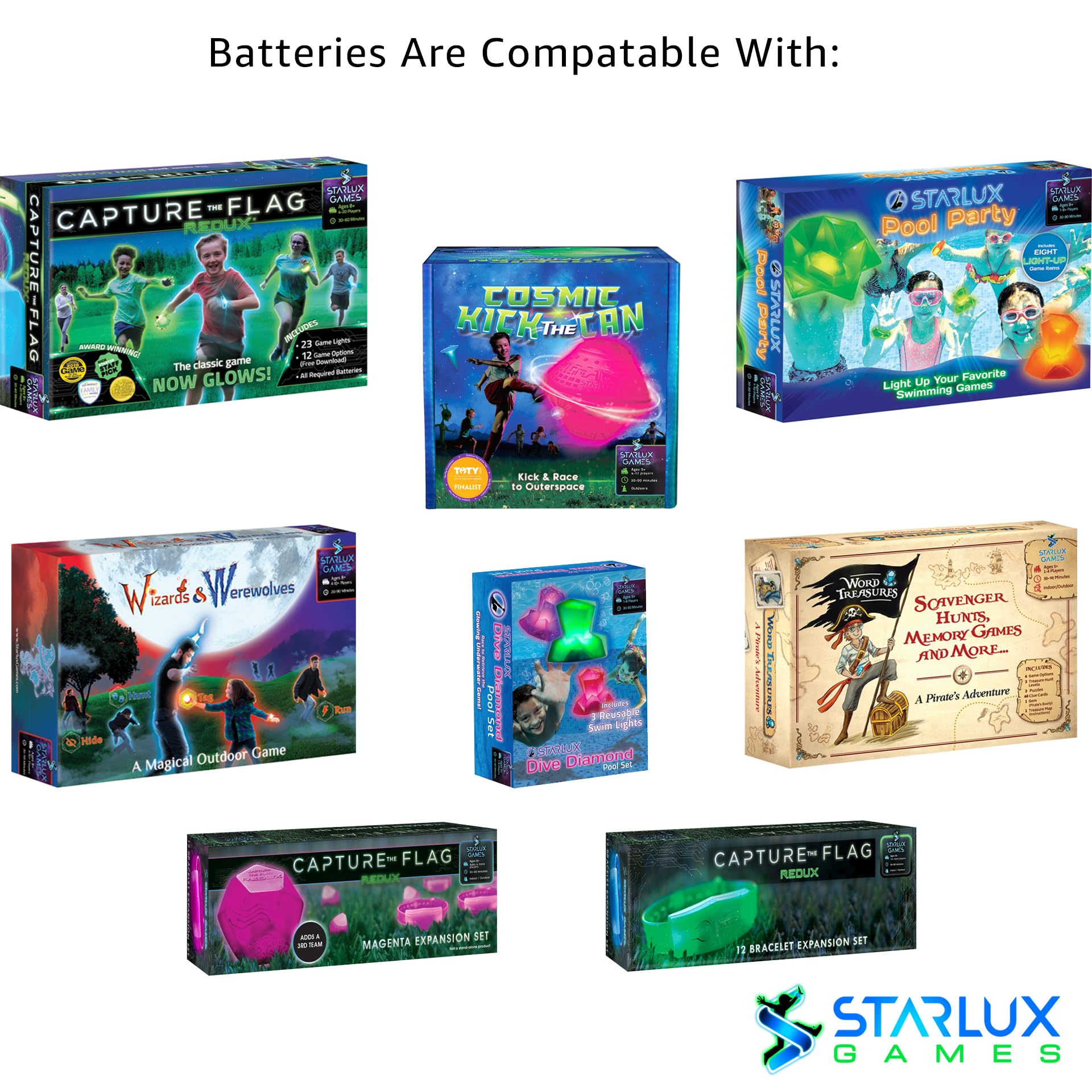 Starlux Games 48-Pack CR1220 Battery Replacement Set for Electronic Toys - Compatible with Capture The Flag REDUX, Cosmic Kick The Can, Dive Diamonds & More | Power Supply for Kids Outdoor Games, LED Toys, and Digital Devices | Perfect for Birthday Gifts and Family Game Nights