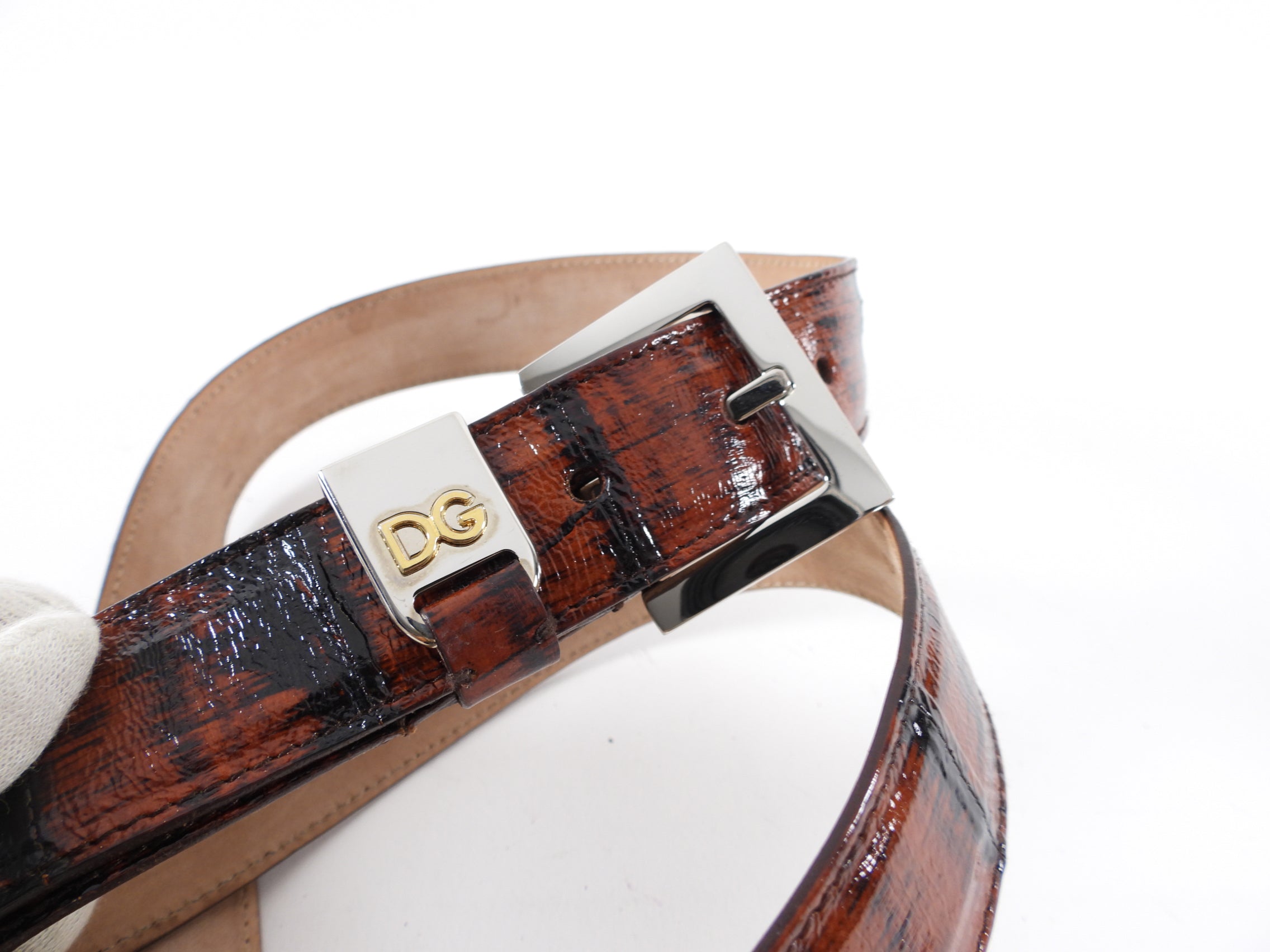 Dolce & Gabbana Genuine Eelskin Leather Belt for Men - 85/34 Size - High Gloss Brown - Perfect for Business Attire & Formal Occasions