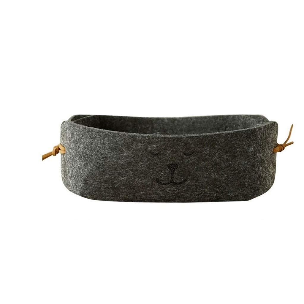 Premium Felt Storage Box & Organizer - Foldable Felt Basket for Keys, Coins & Jewelry | Multi-Purpose Home & Office Desk Organizer | Black Felt Valet Tray (Perfect for Entryway, Bedroom & Gift Giving)
