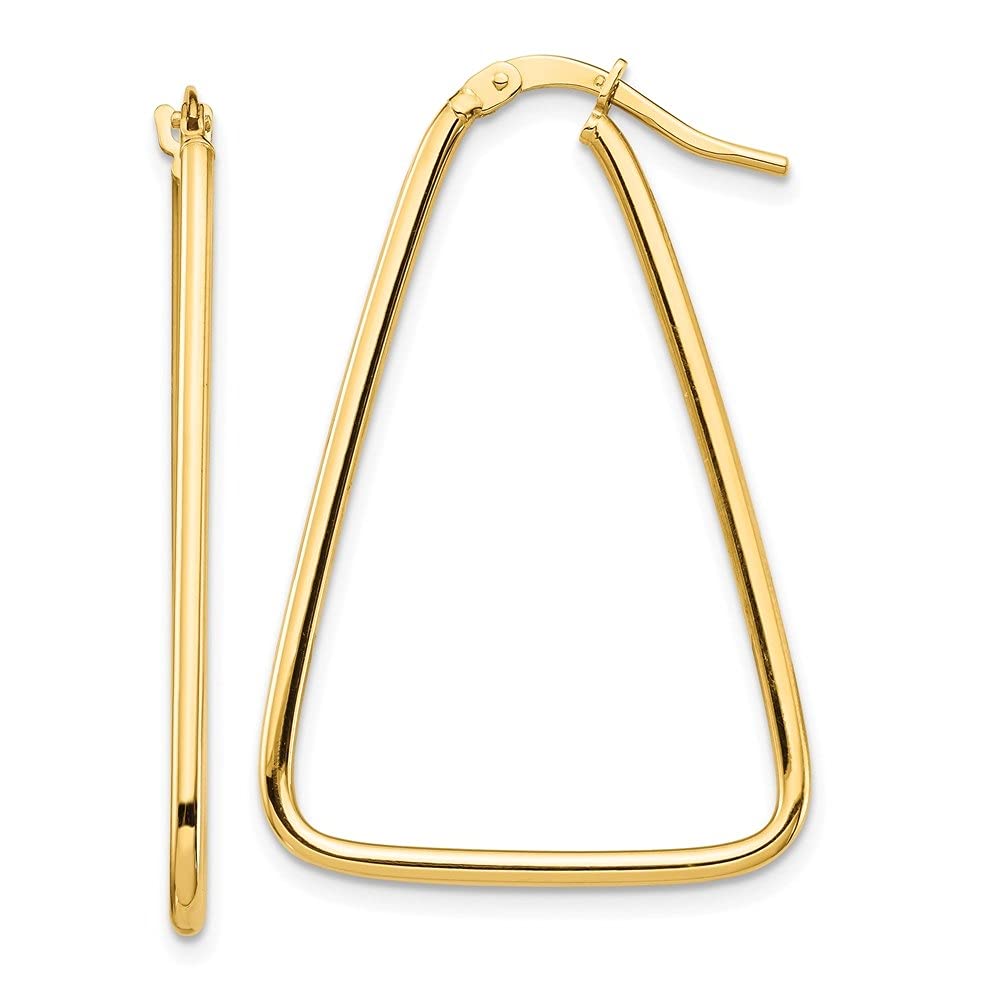 14K Gold 1.5mm Triangle Dangle Hoop Earrings for Women - Elegant Polished Geometric Jewelry for Everyday Wear, Parties & Special Occasions