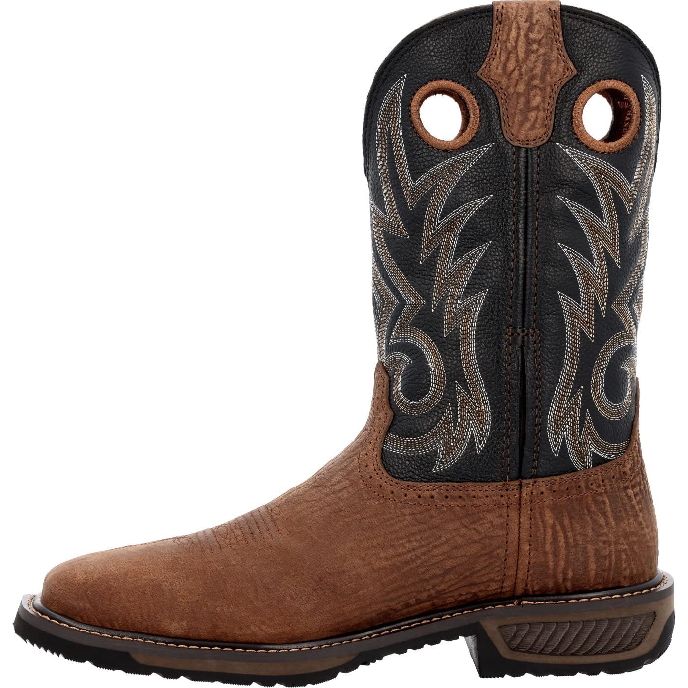 Durango® WorkHorse Acorn Black Onyx Steel Toe Western Work Boots - Durable Safety Boots for Men, Comfortable Cowboy Work Boots with Steel Toe Protection - Perfect for Construction, Ranch Work & Outdoor Labor