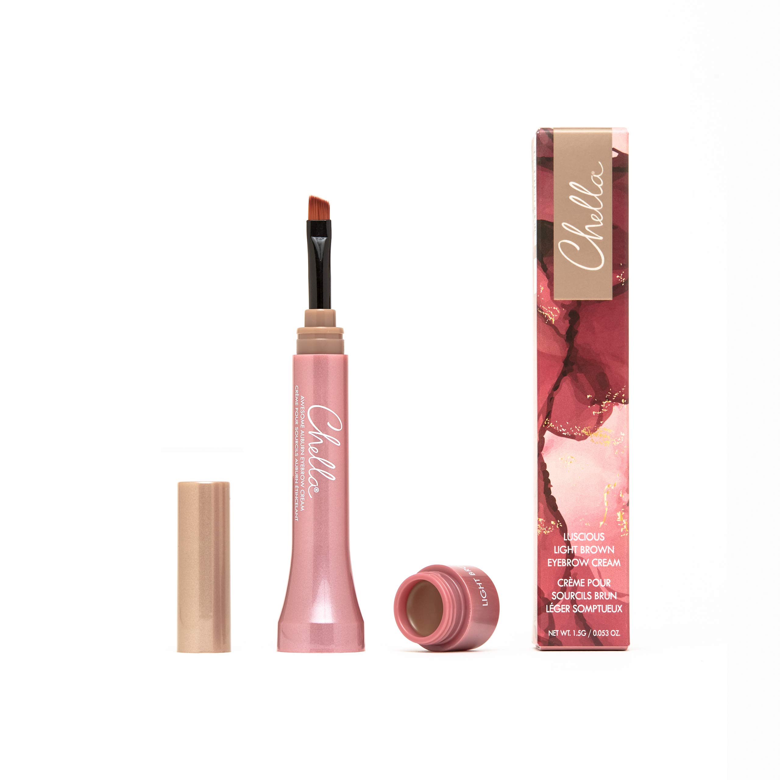 Chella Vegan Eyebrow Cream Pomade - Luscious Light Brown, Cruelty-Free & Paraben-Free | Long-Lasting, Water-Resistant Velvet Formula for Natural Brows | Perfect for Daily Makeup & Special Occasions