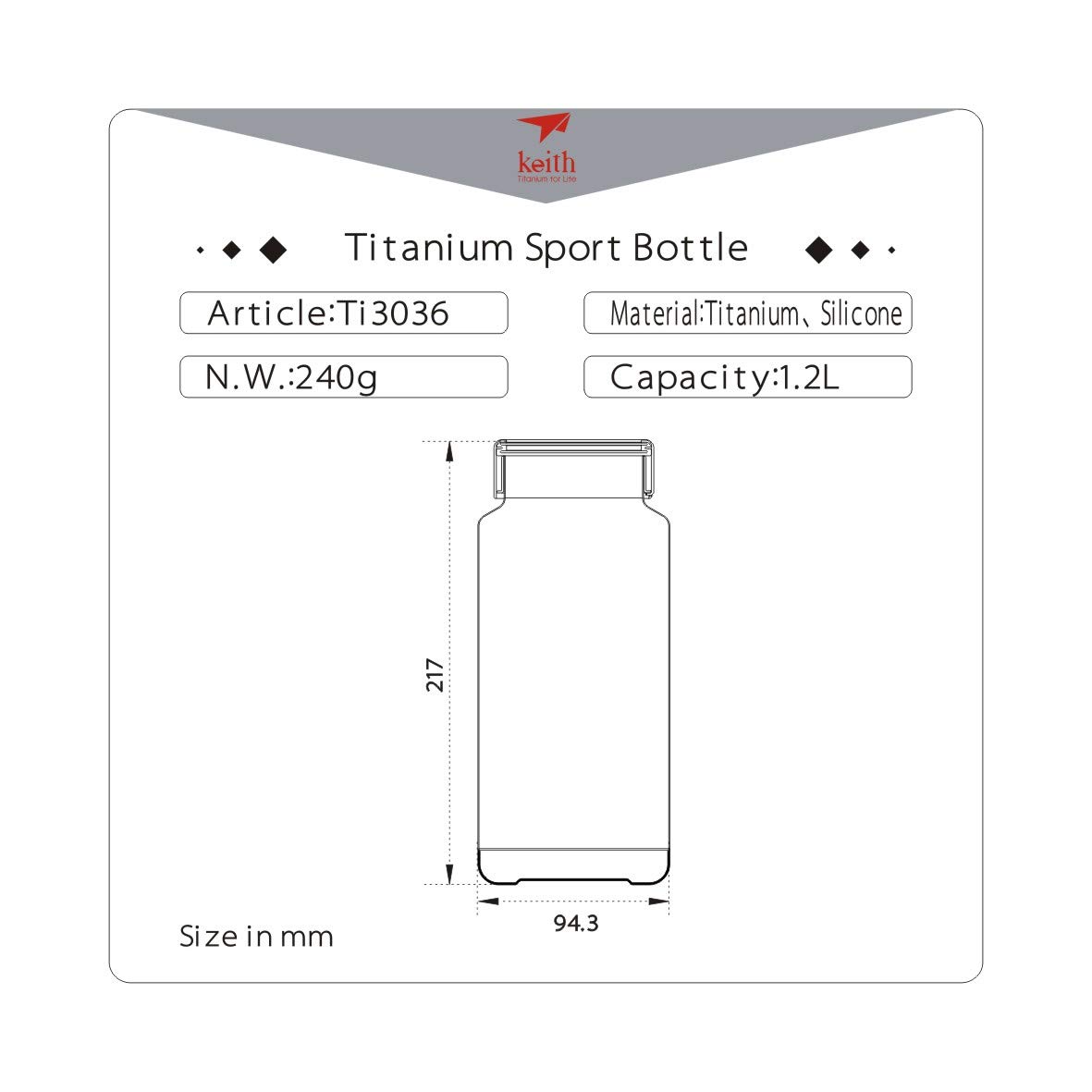 Premium 1.2L Titanium Sports Water Bottle - Lightweight, Durable & BPA-Free for Hiking, Gym & Outdoor Adventures