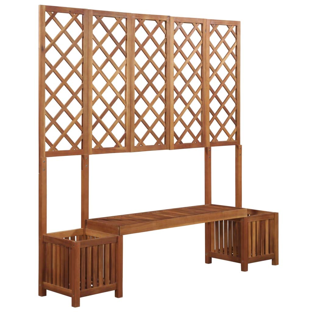 vidaXL Solid Acacia Wood Garden Planter with Bench and Trellis - Outdoor Patio Decor, Backyard Seating & Climbing Plant Support for Flowers, Vines and Vegetables