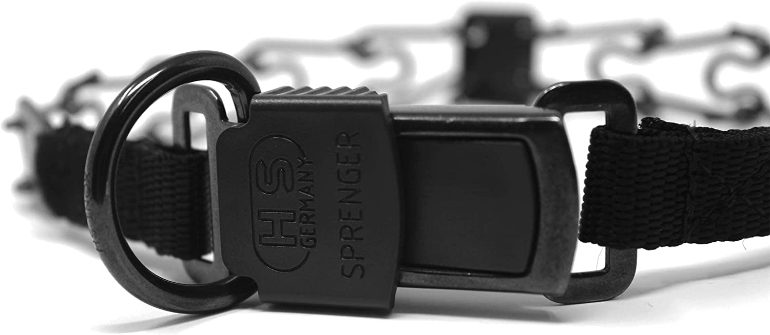 Herm Sprenger Black Stainless Steel Prong Dog Training Collar - Quick Release Buckle, No-Pull Pinch Collar for Small Dogs (2.25mm x 16in) - Made in Germany | Perfect for Obedience Training & Behavior Correction