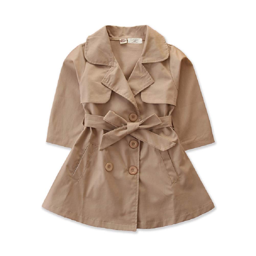 KIDSA Toddler Girls Double Breasted Trench Coat - Windproof Jacket for Kids 2-7 Years, Spring & Fall Fashion Outerwear | Perfect for School, Parties & Outdoor Play